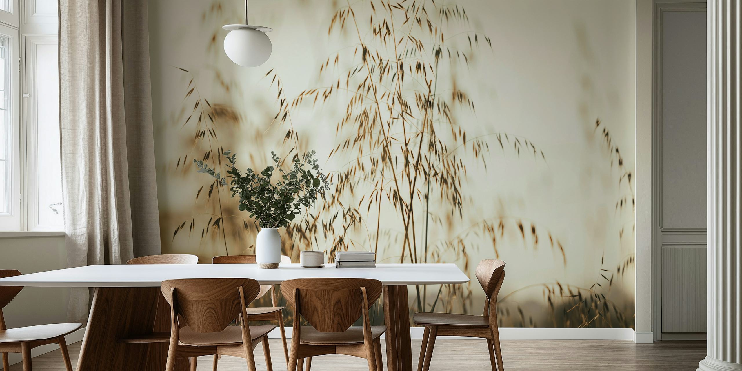 Wallpaper featuring long grasses at sunset
