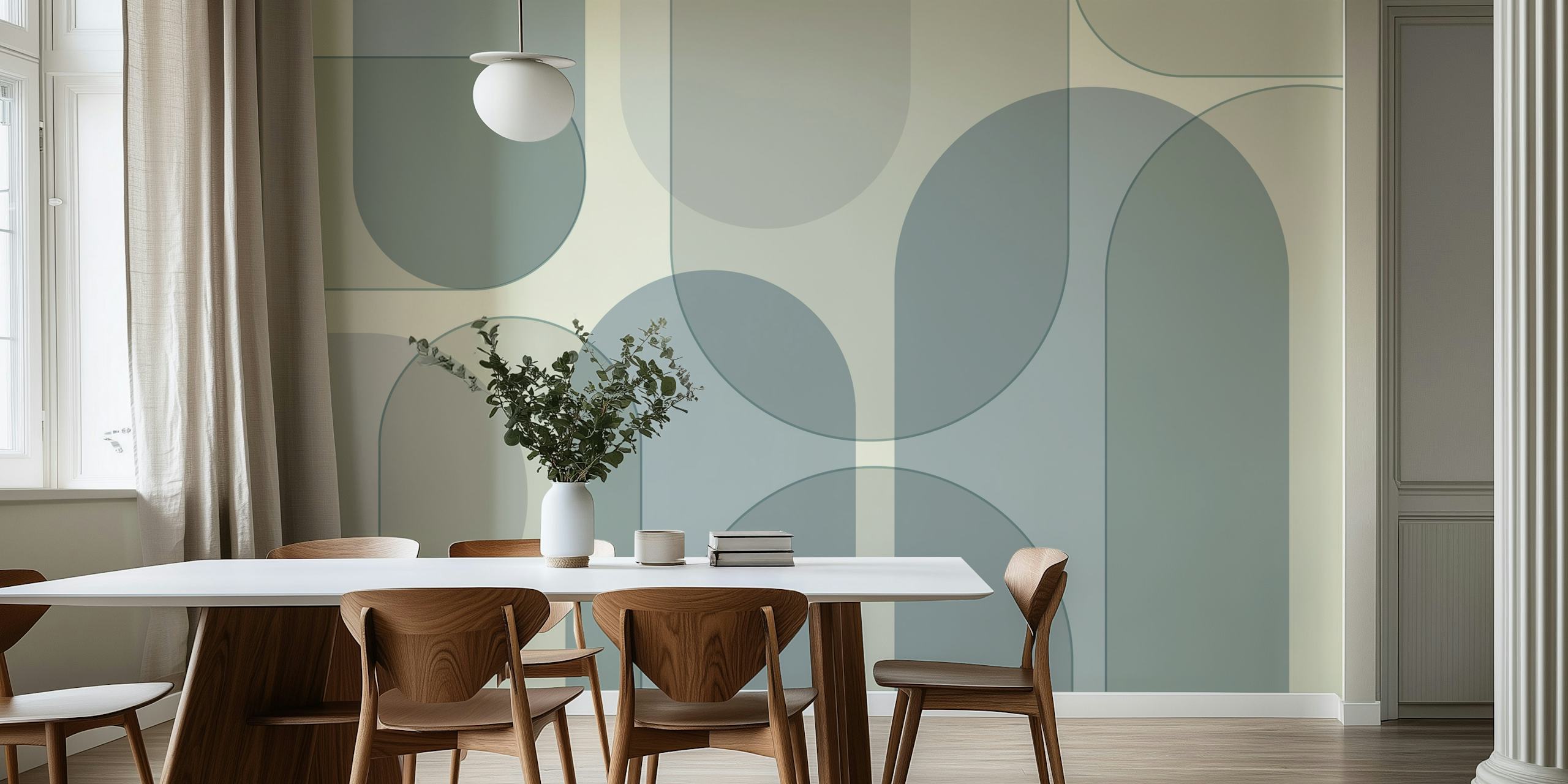 Abstract Mid Century Arches ταπετσαρία σε δωμάτιο