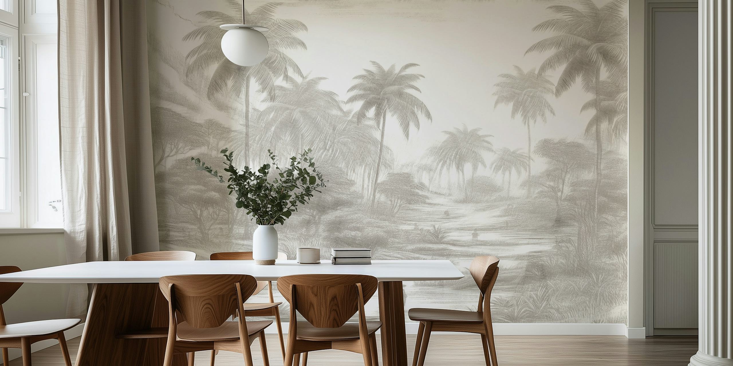 Tropical serenity wallpaper in a room