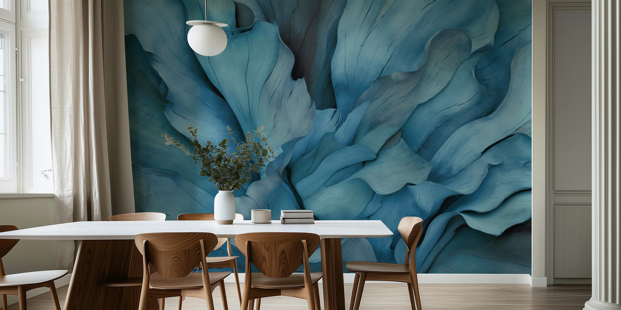 Oceanic floral whispers wallpaper in a room
