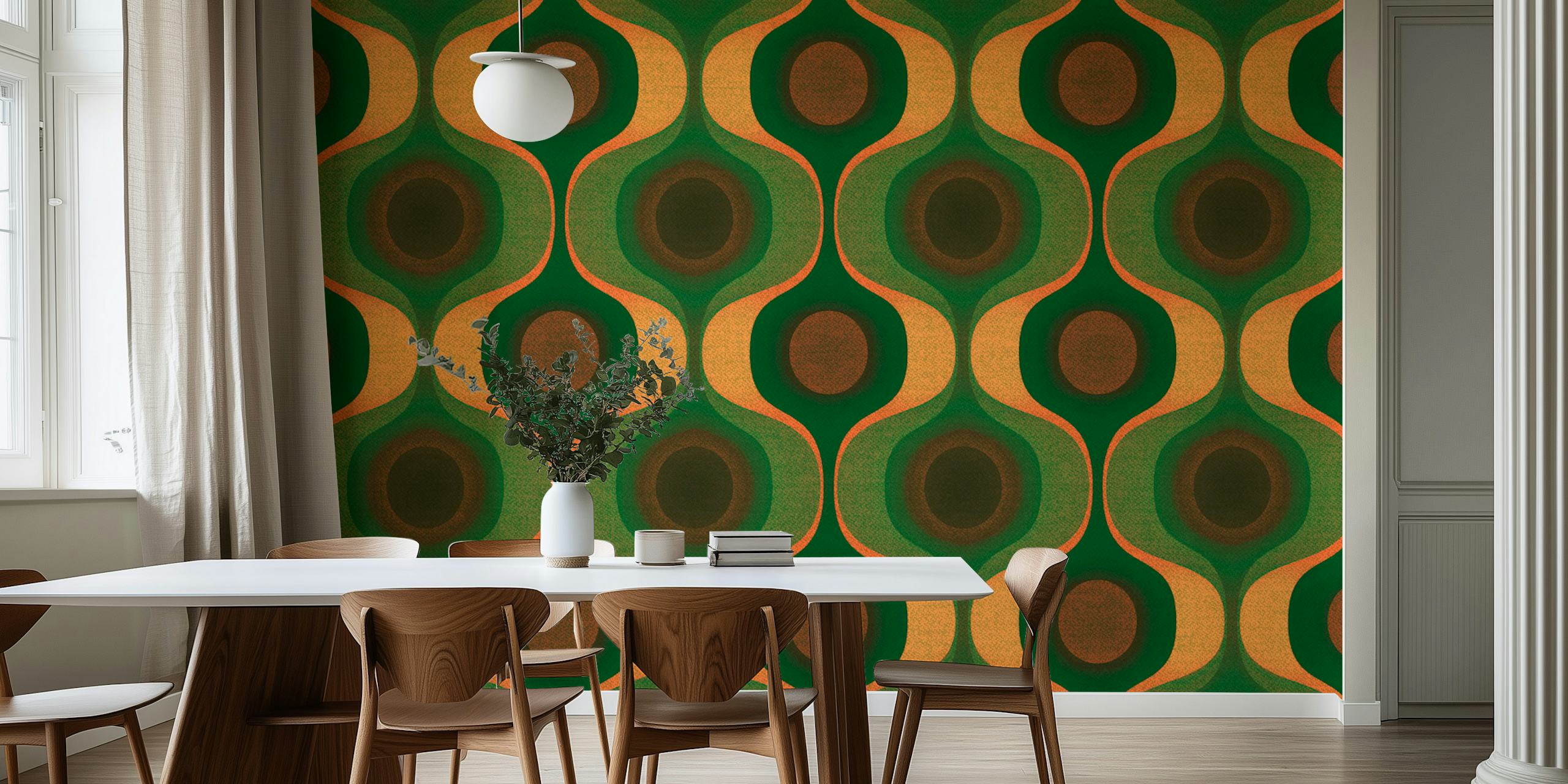 Earthy 70s Luxe wallpaper in a room