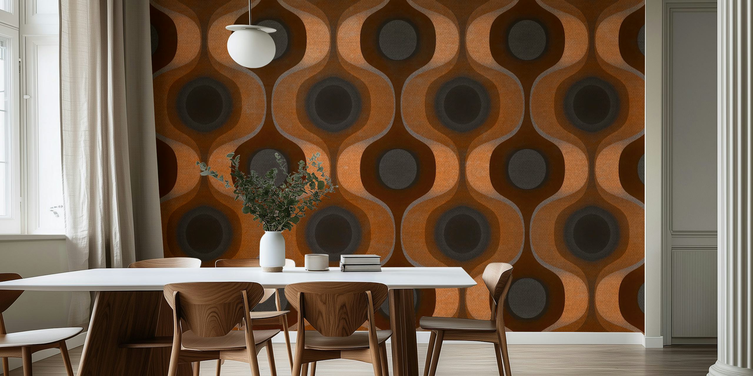 Earthy Retro Groove wallpaper displayed in a room