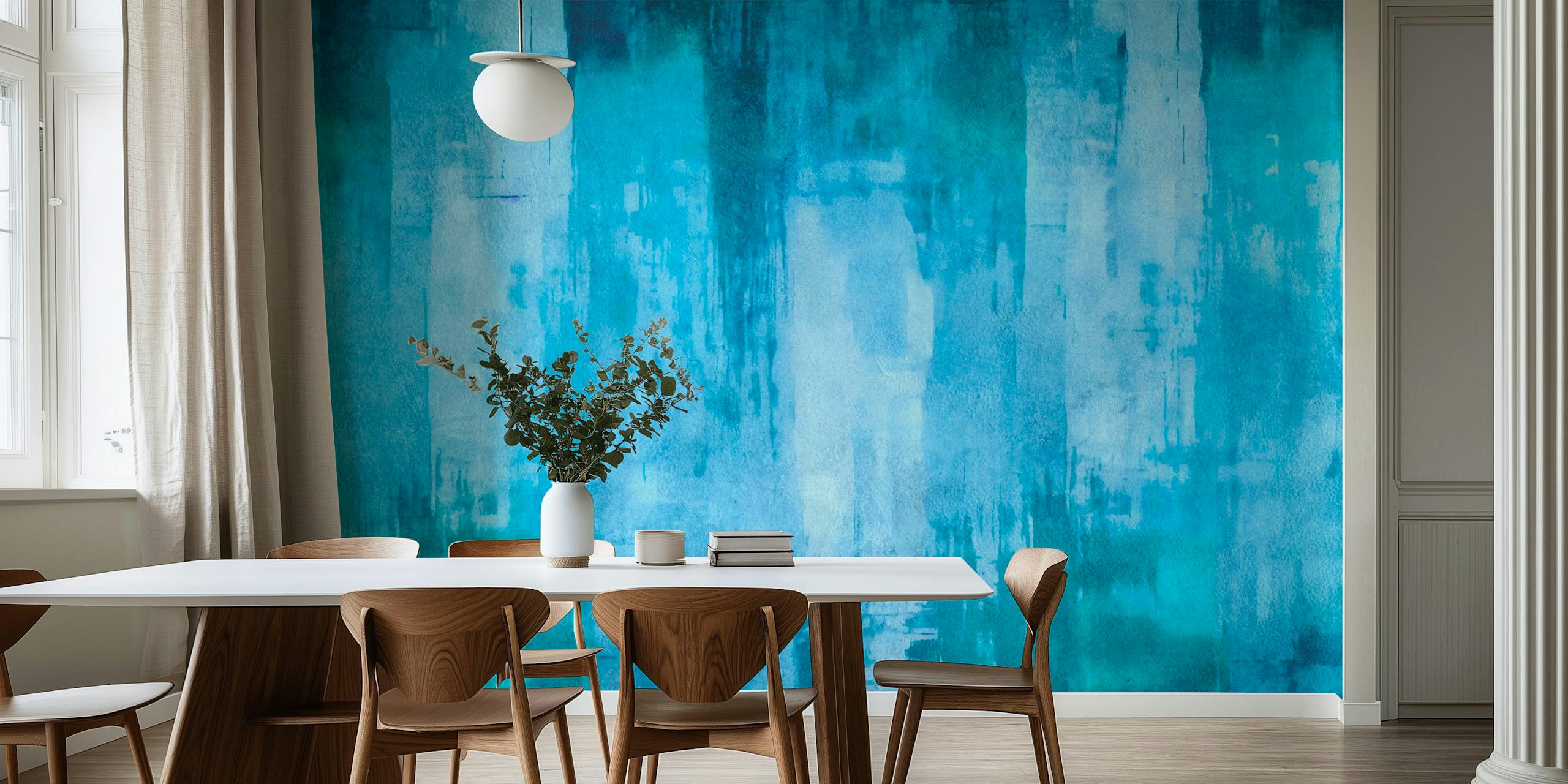 Ταπετσαρία Oceanic Texture Blend Turquoise Blue στο δωμάτιο
