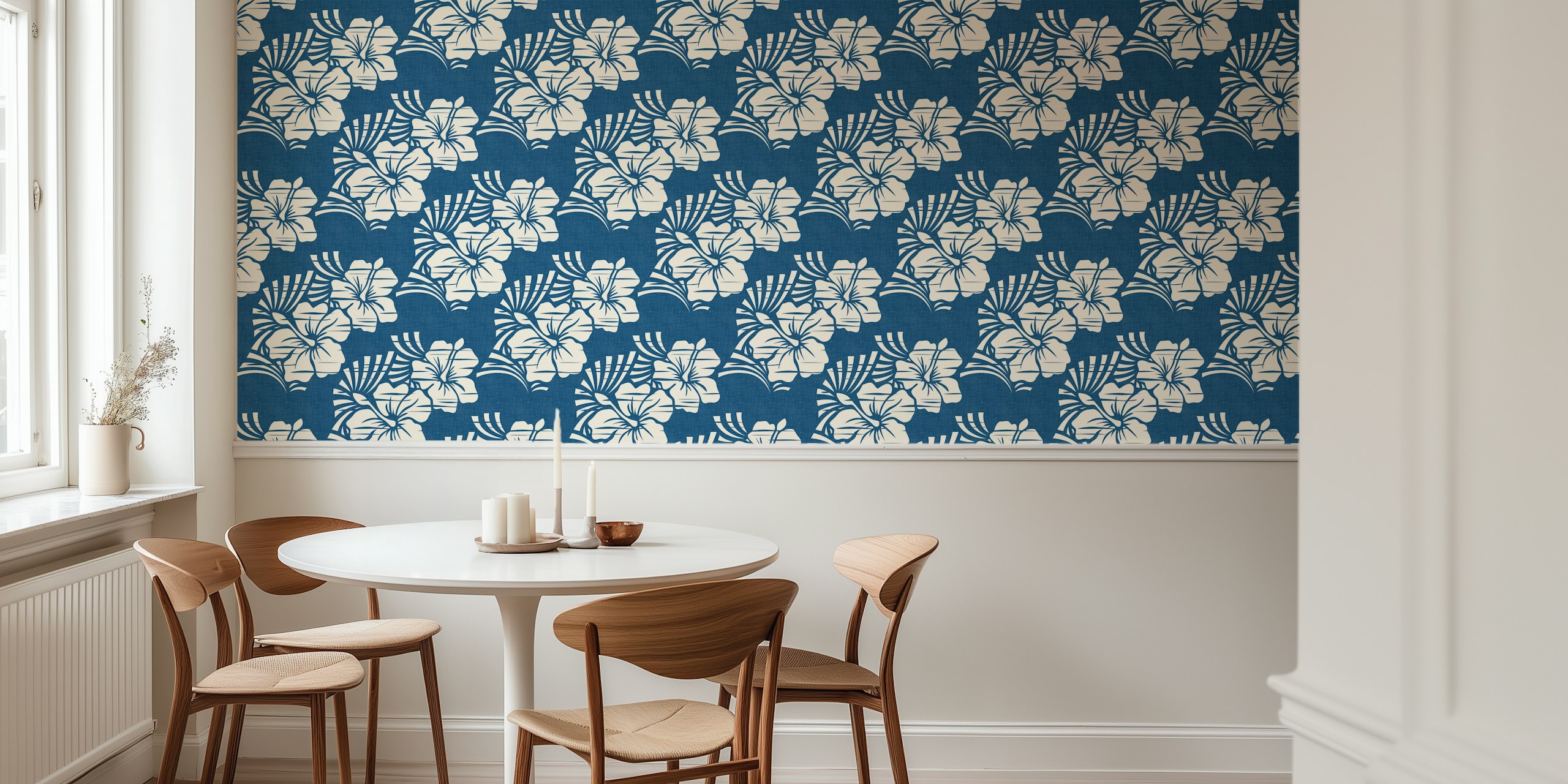 Papel de parede com impressão hawaiana de flores de hibisco
