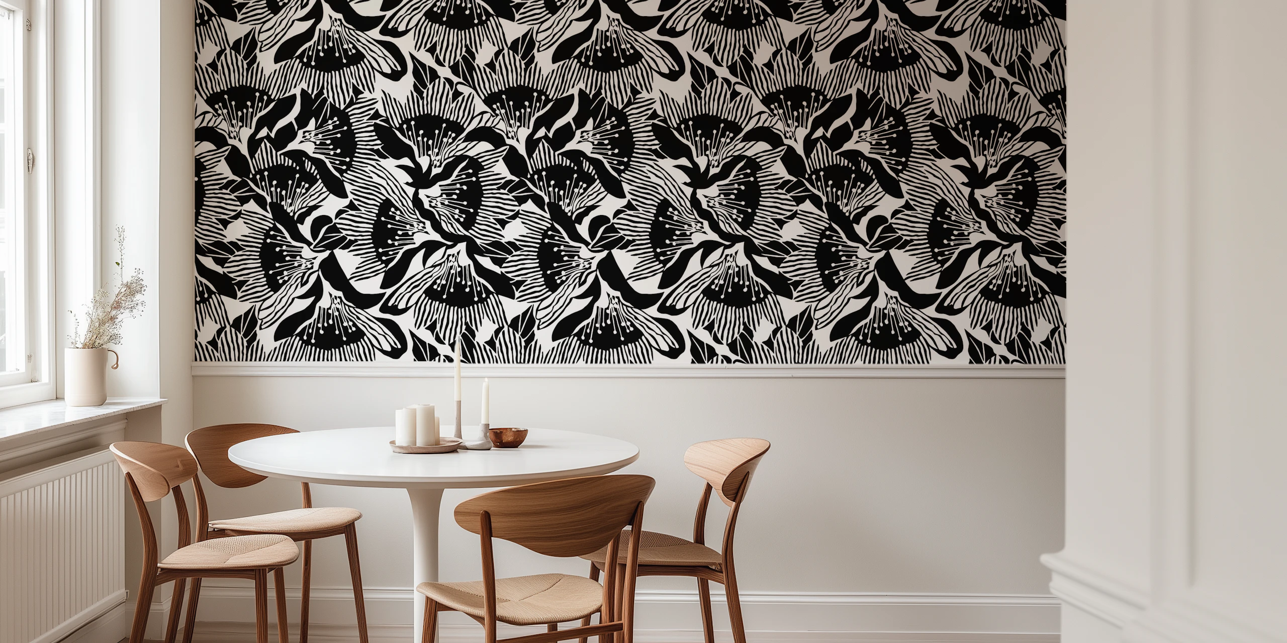 Graphic Floral Splendor Wallpaper | happywall.com