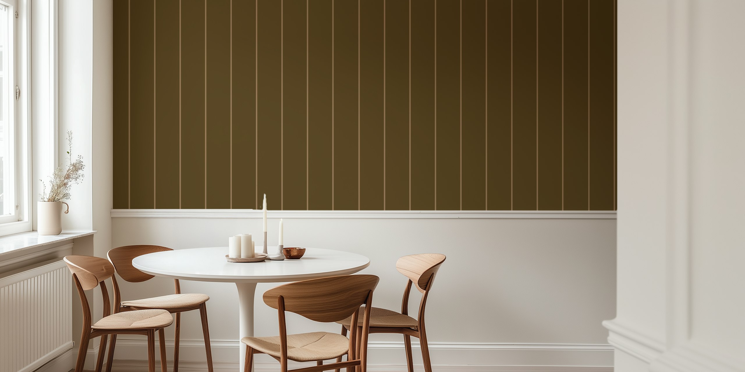 Thin nautical stripes on dark green background wallpaper