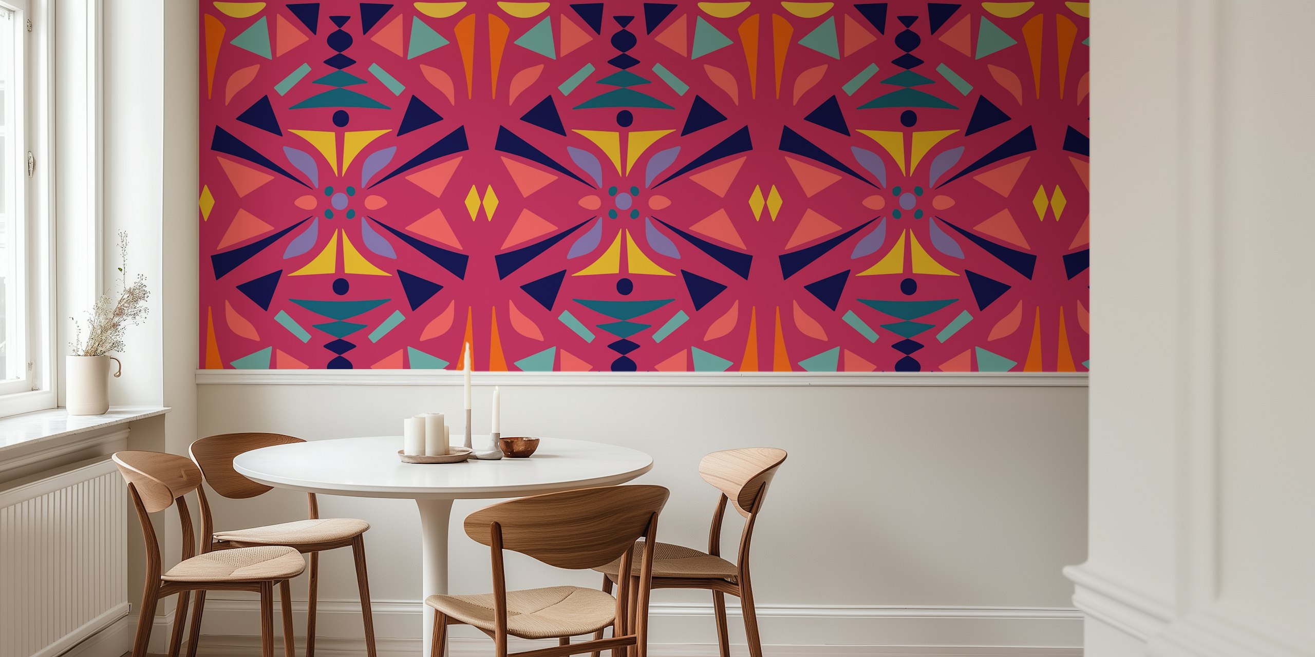 Vibrant Abstract Geometry tapetti huoneessa