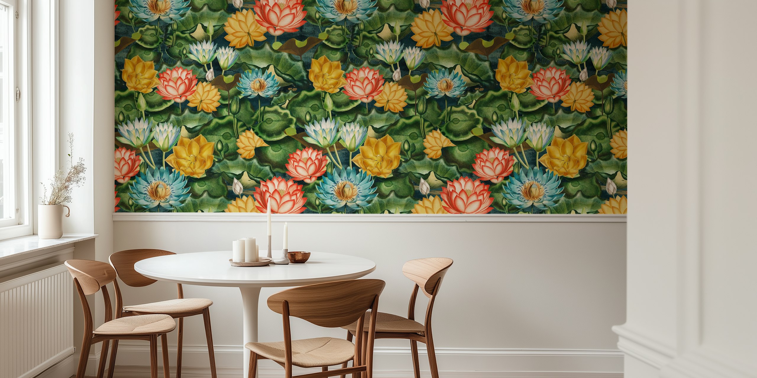 Enchanted Lotus Lake behangontwerp in een kamer