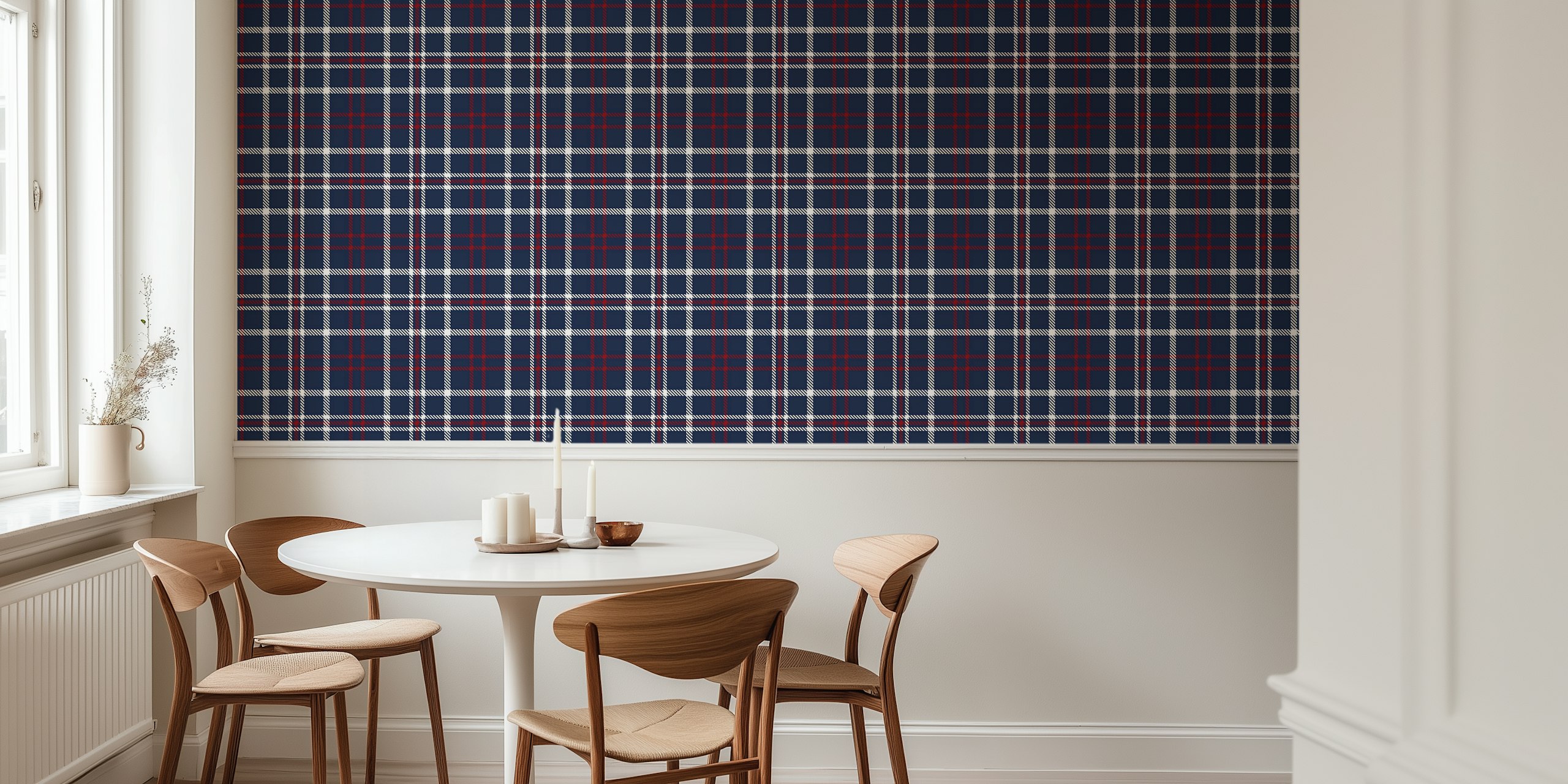 Plaid nautical wallpaper in una stanza