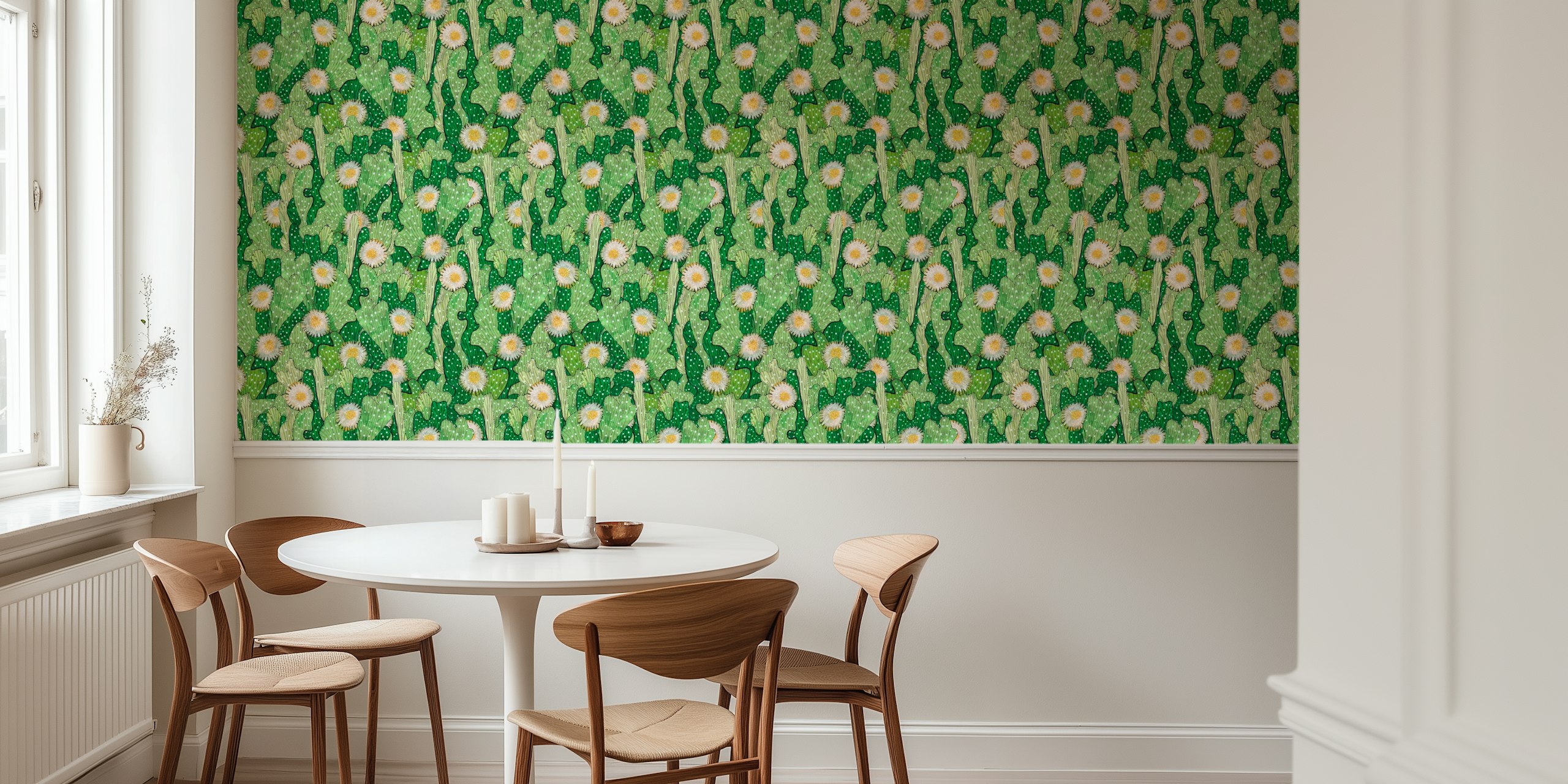 Cactus camouflage tapet i en rumsinställning