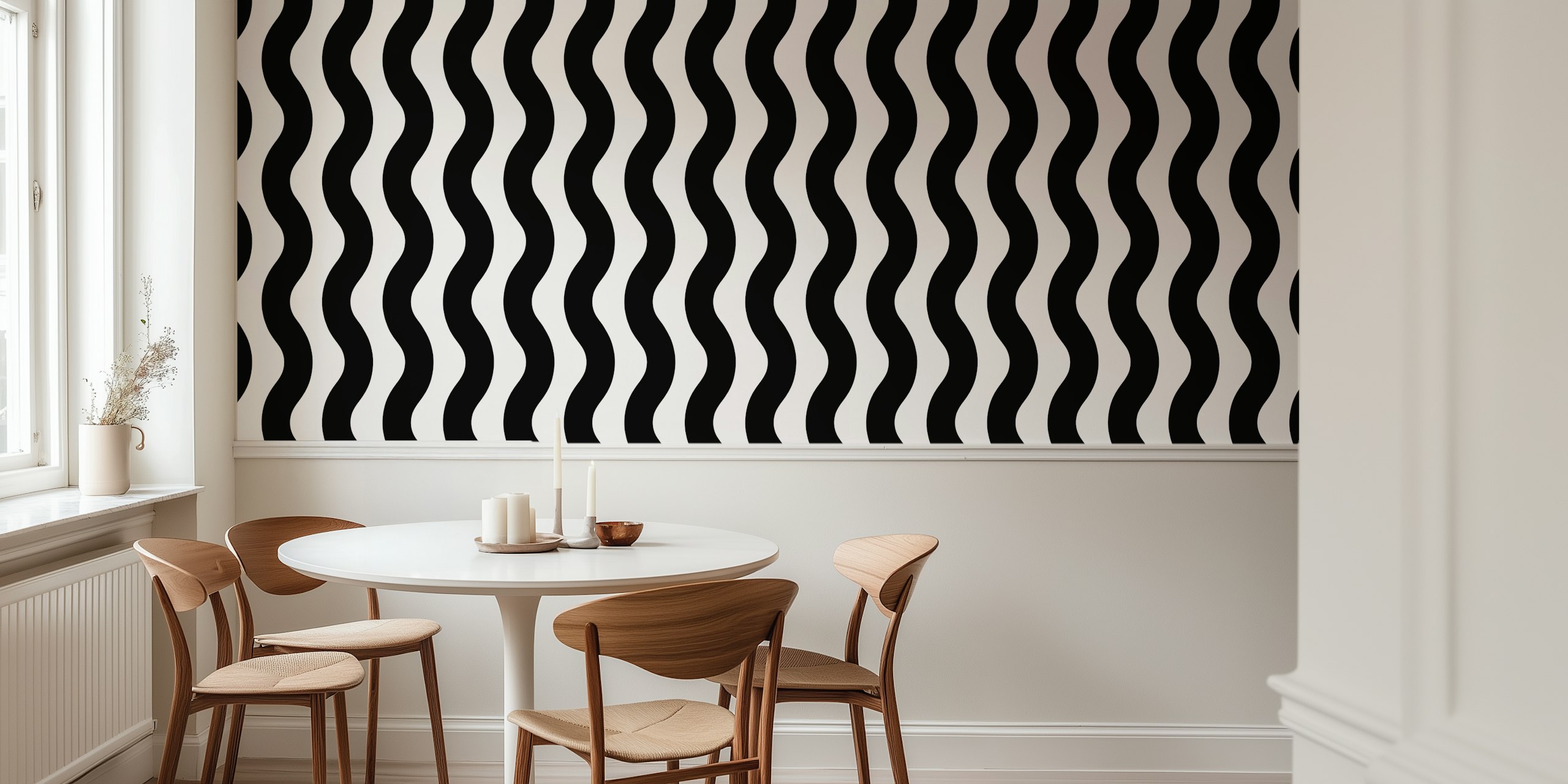 Black and white minimalist waves wallpaper