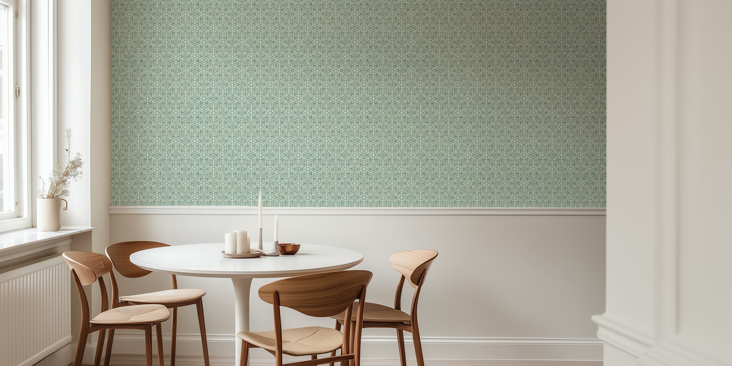 Geometric snow flakes wallpaper i et rom
