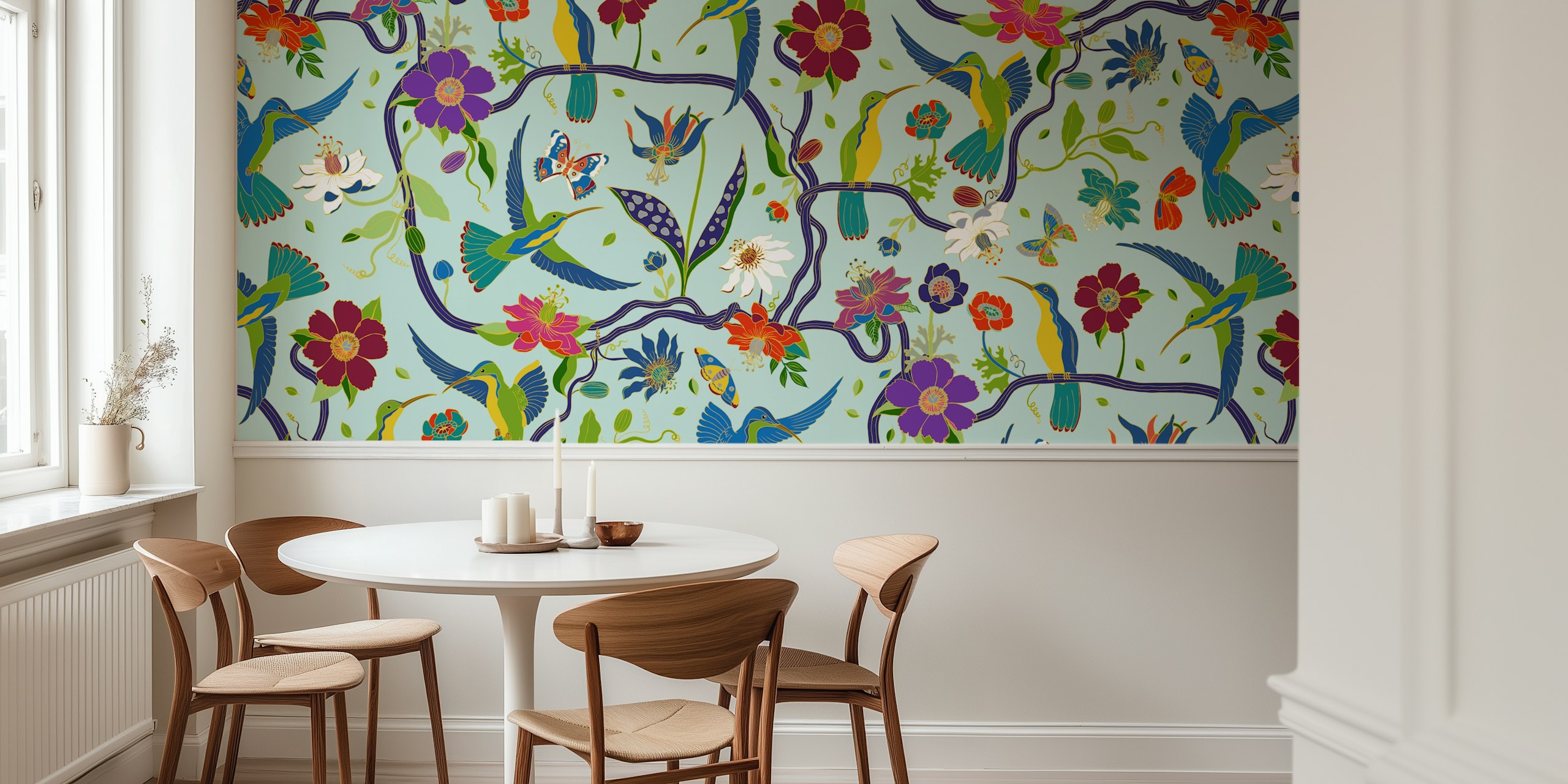 Wzór tapet Hummingbirds and Passionflowers