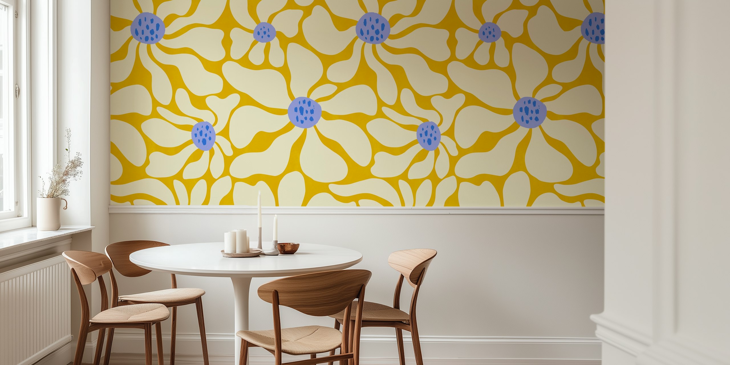 Vivid Daisy Flourish wallpaper in a room