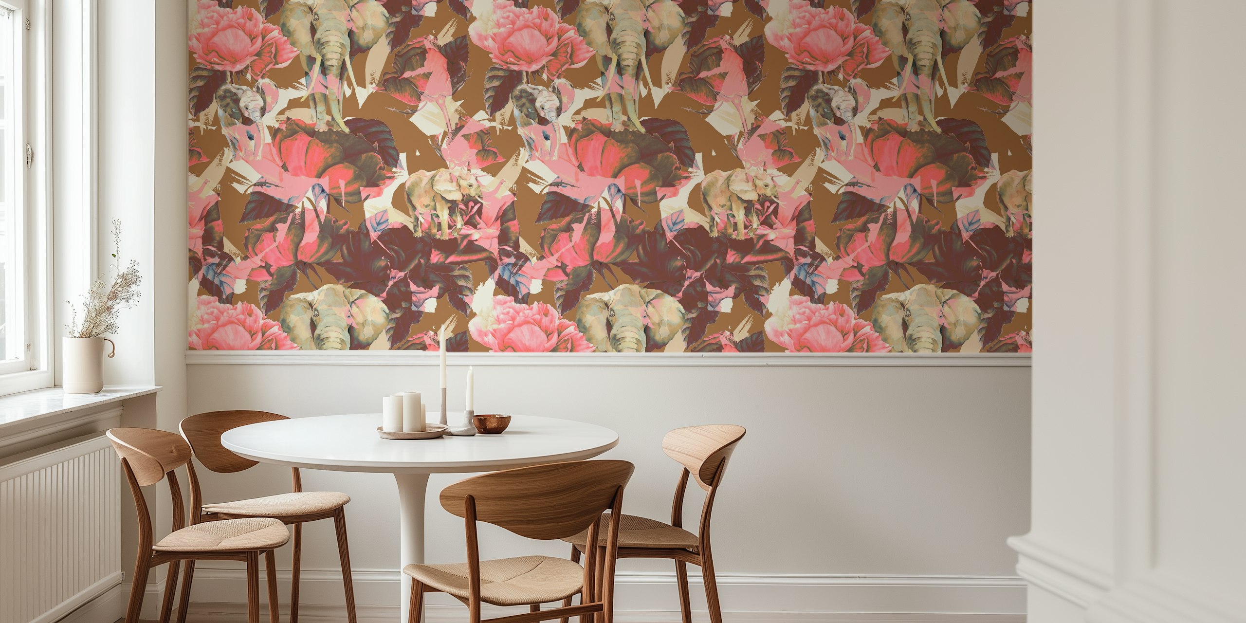 Mystic Garden Elephant Retreat wallpaper in a room