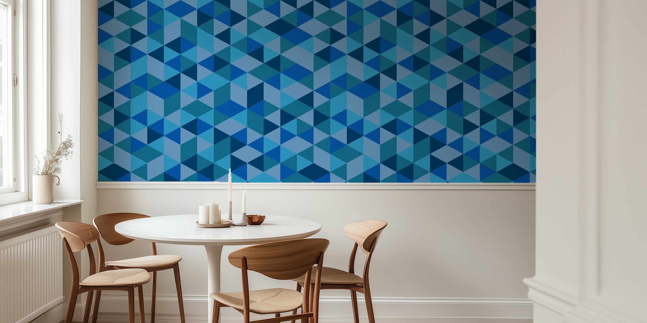Vintage Blue Diamonds wallpaper design displayed in a room