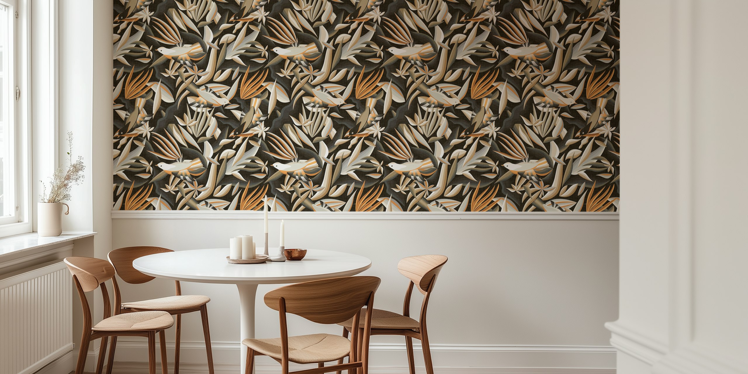 Tapeta Paradise Birds u postavci sobe