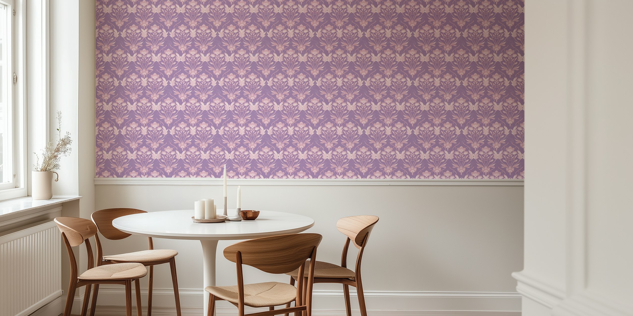 Morris Floral Damask wallpaper in amethist lavendelkamer