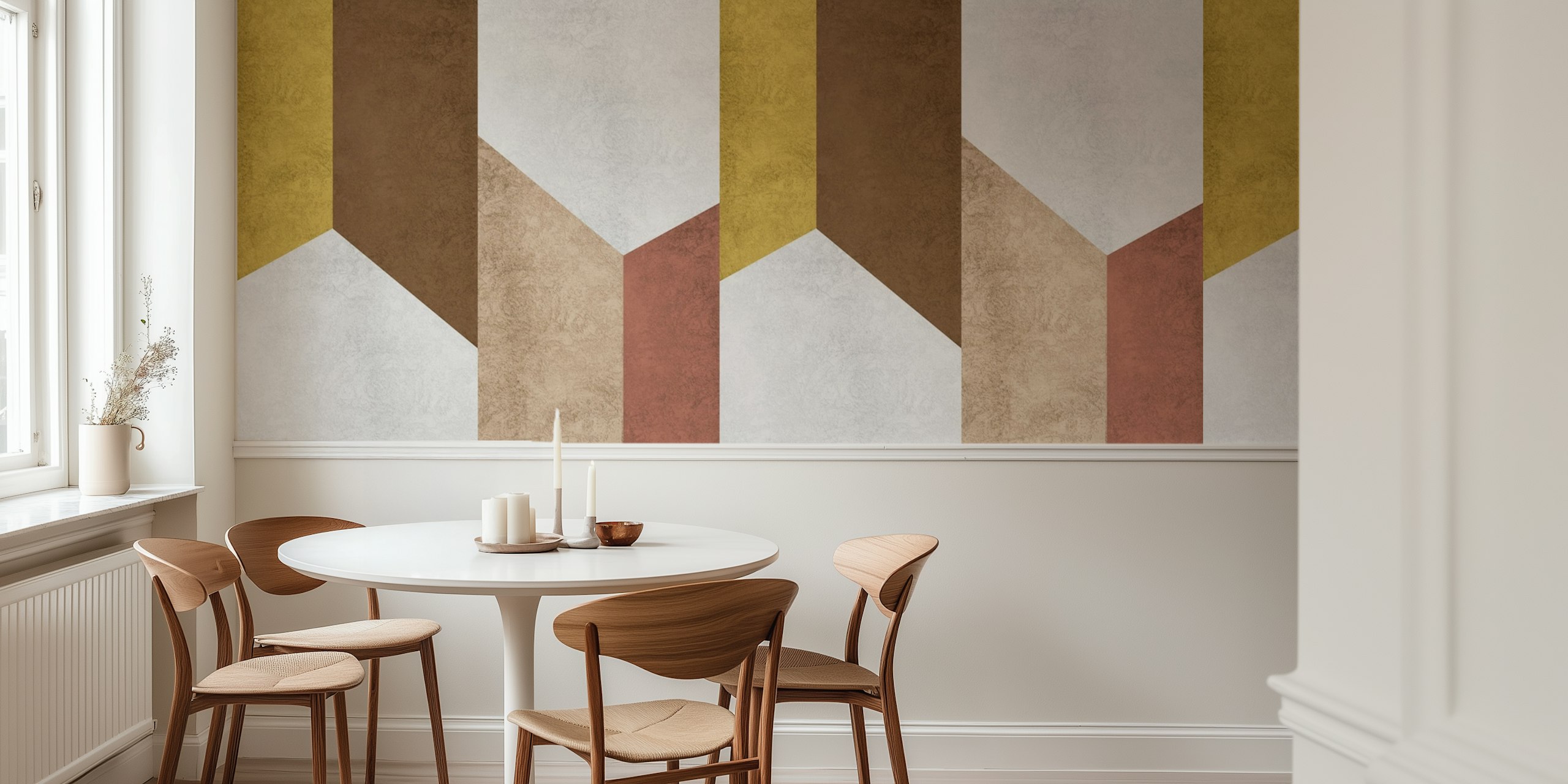 Chevron Geometry tapetti tyylikkäässä ympäristössä