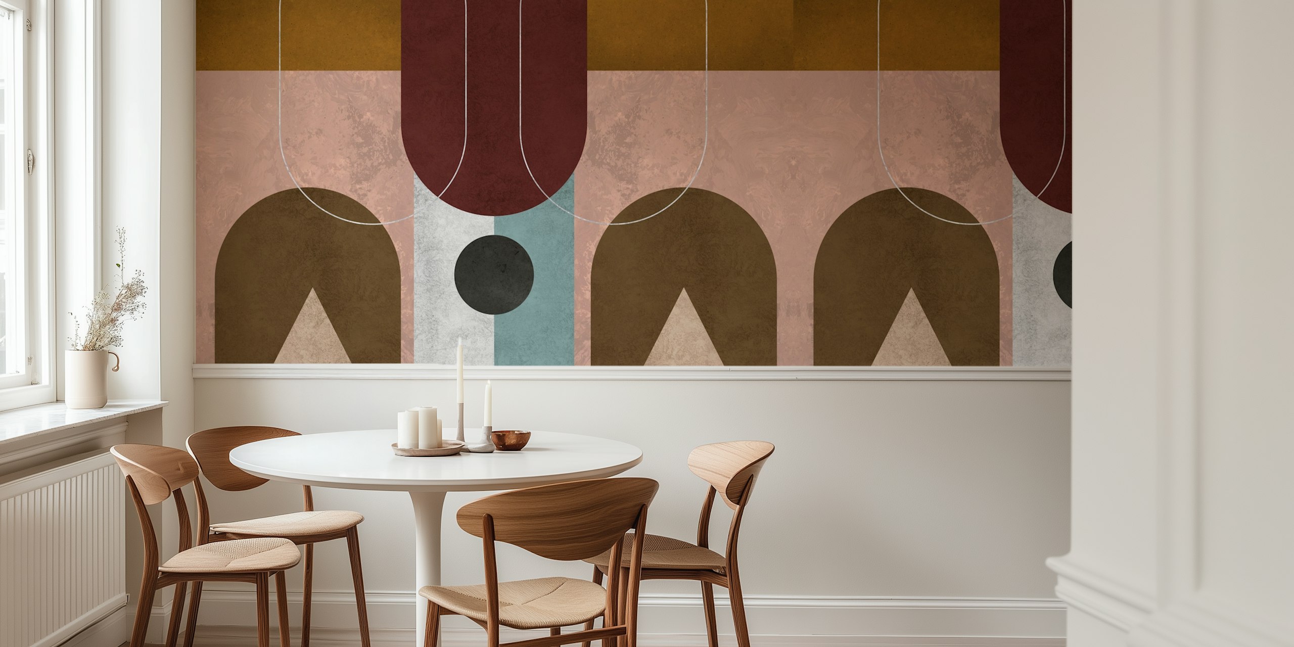 Vintage Shapes Delight wallpaper in a room