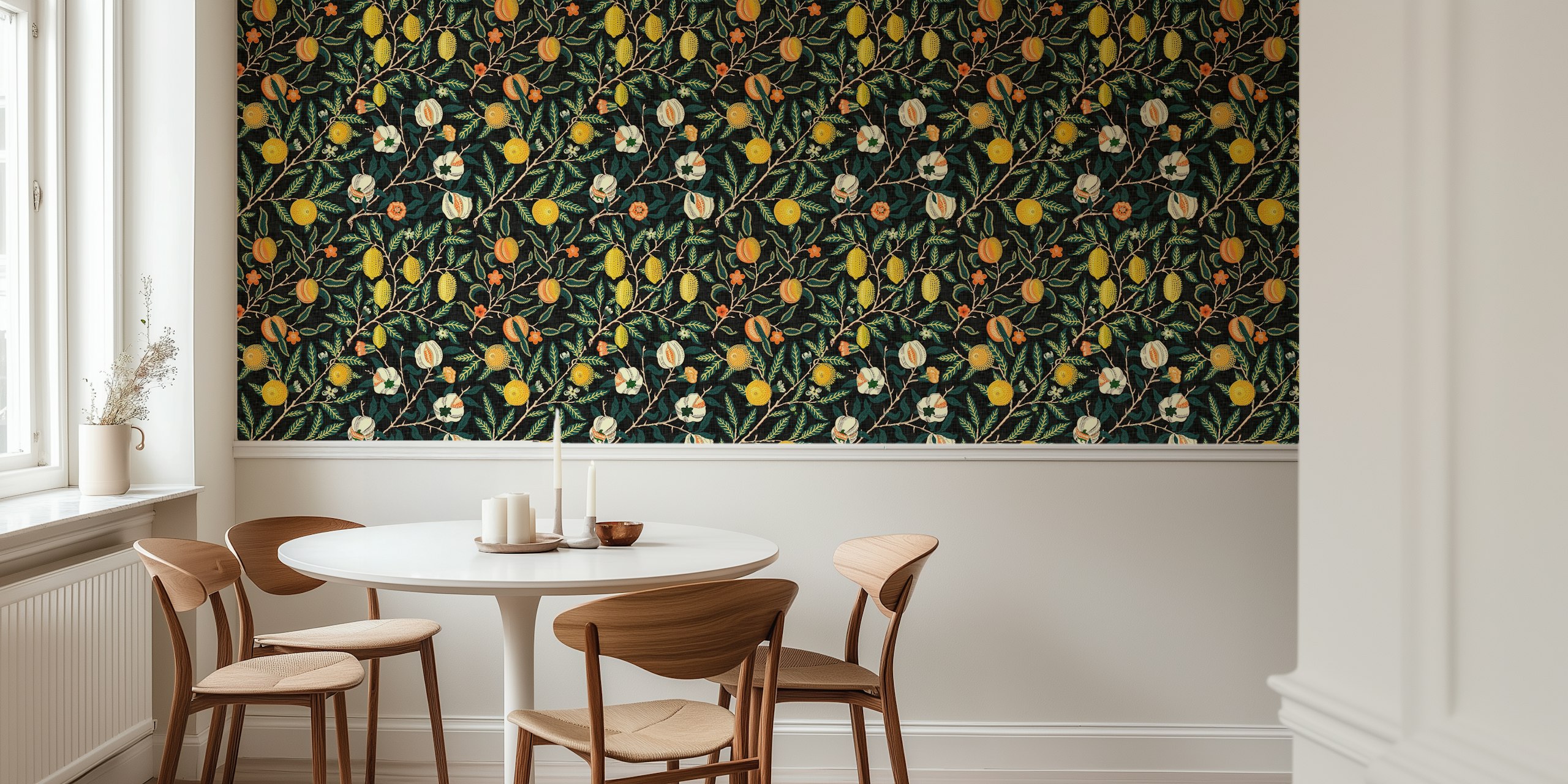 William Morris Pomegranate design wallpaper in room