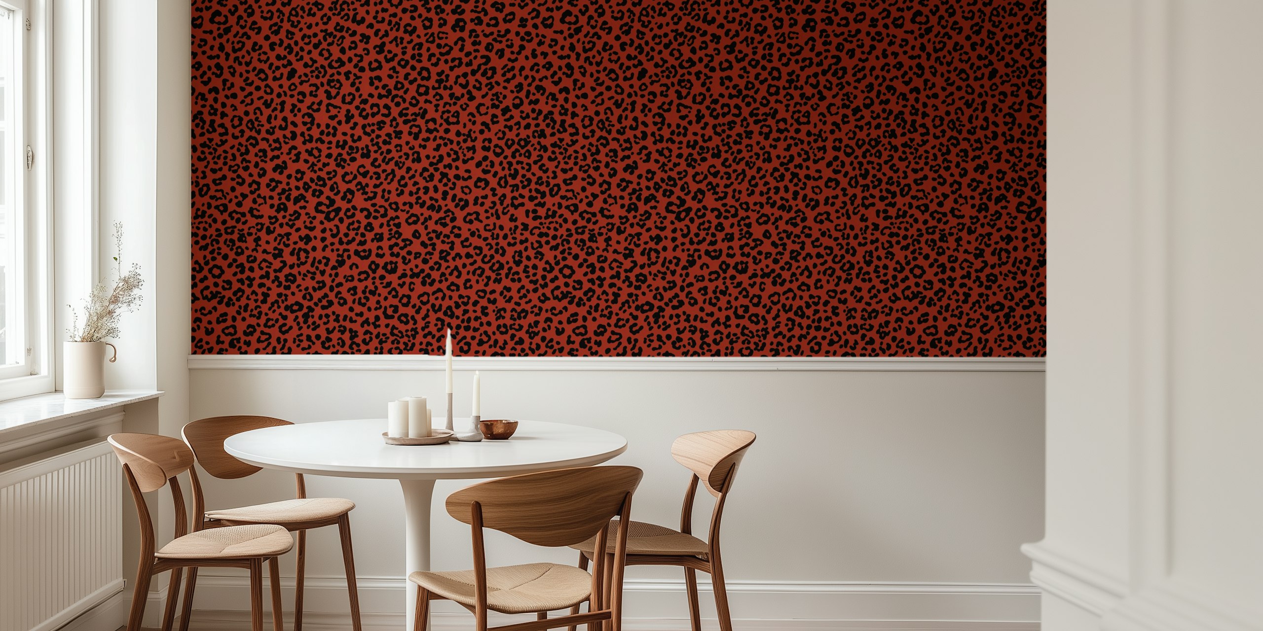 Crimson Wild Feline Texture tapetti huoneessa