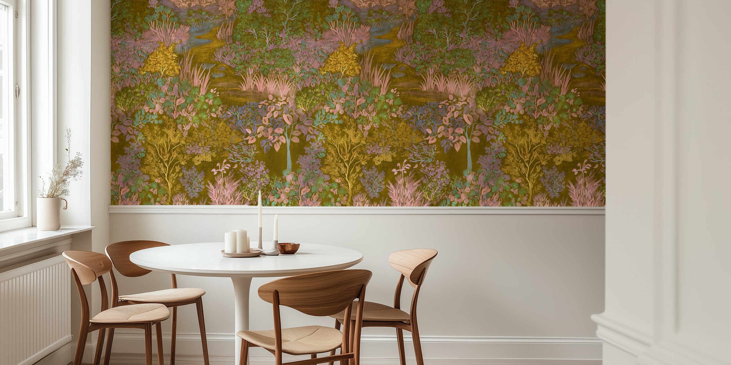 Diseño de papel pintado Blooming Meadow Fall Watercolor