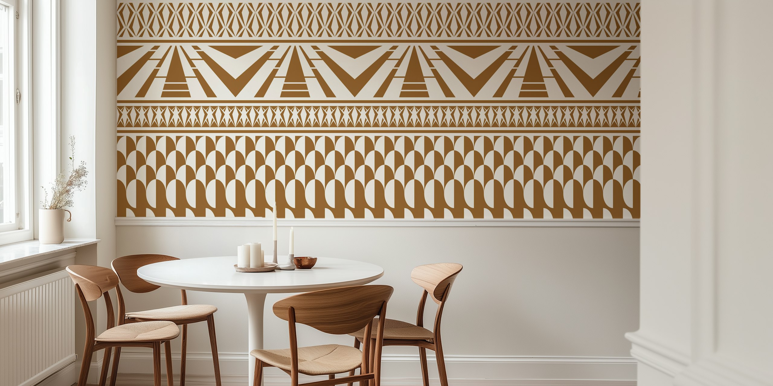 Minimalist art deco geometric brown wallpaper
