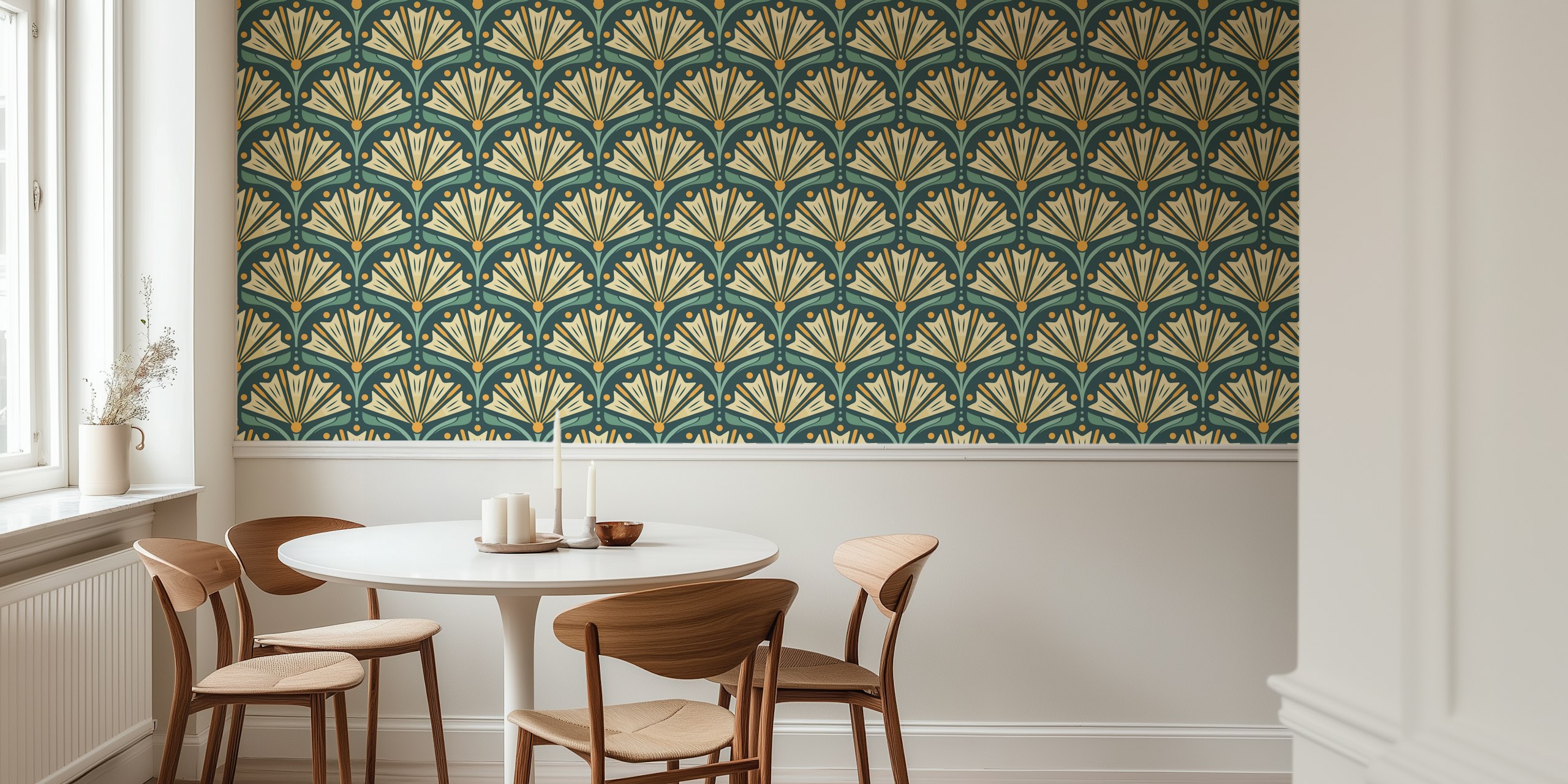 Art Deco Daisy Charm wallpaper in einem Raum