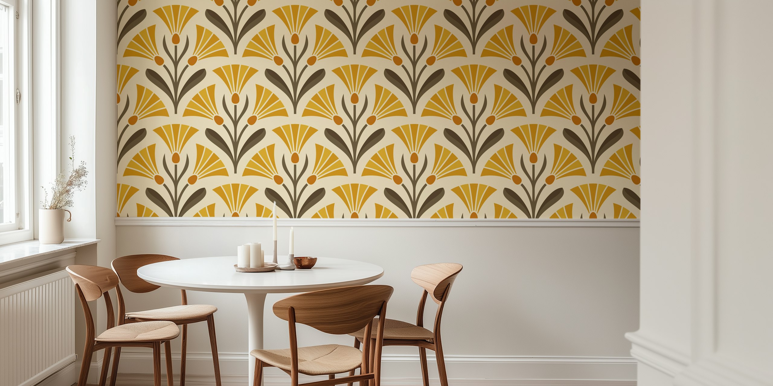 Art Deco Floral Fusion wallpaper σε ένα δωμάτιο