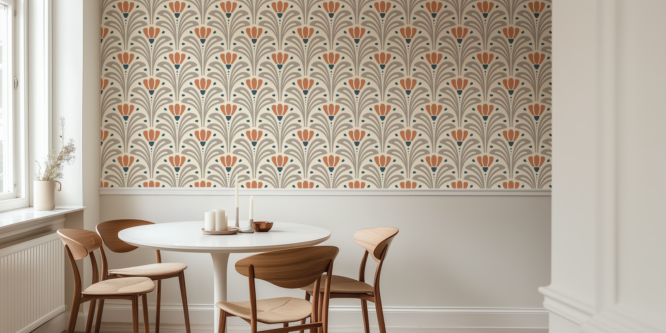 Mid-Century Blossoms wallpaper in a room