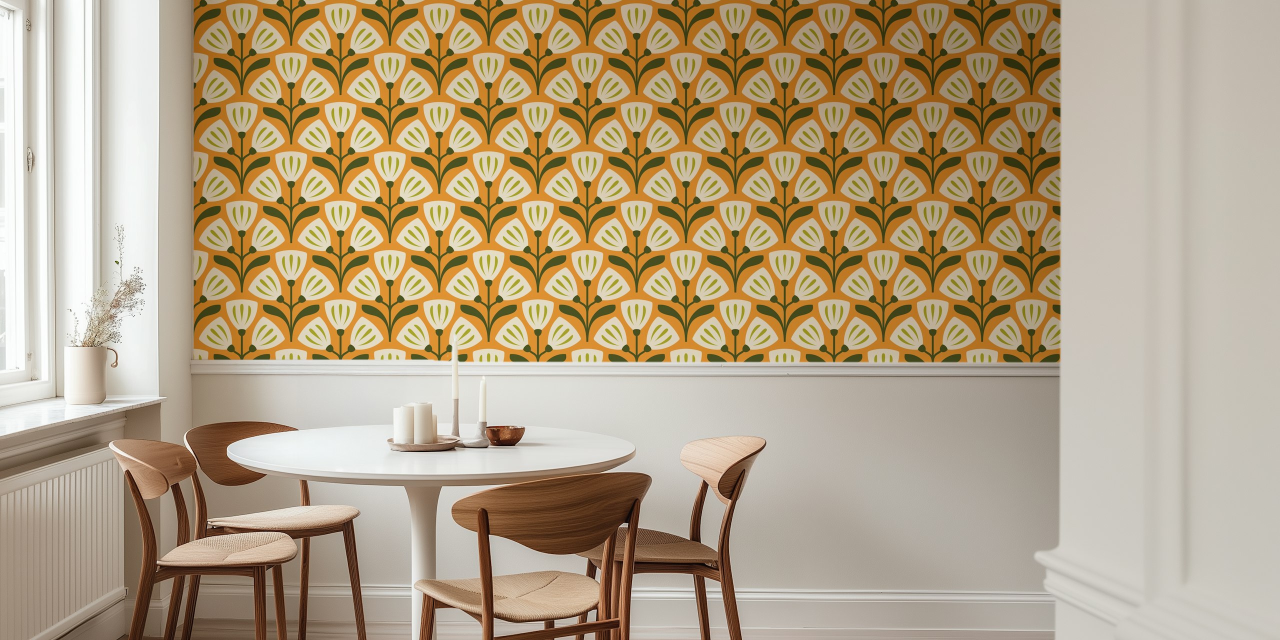 Vintage Bellflower wallpaper w pomieszczeniu