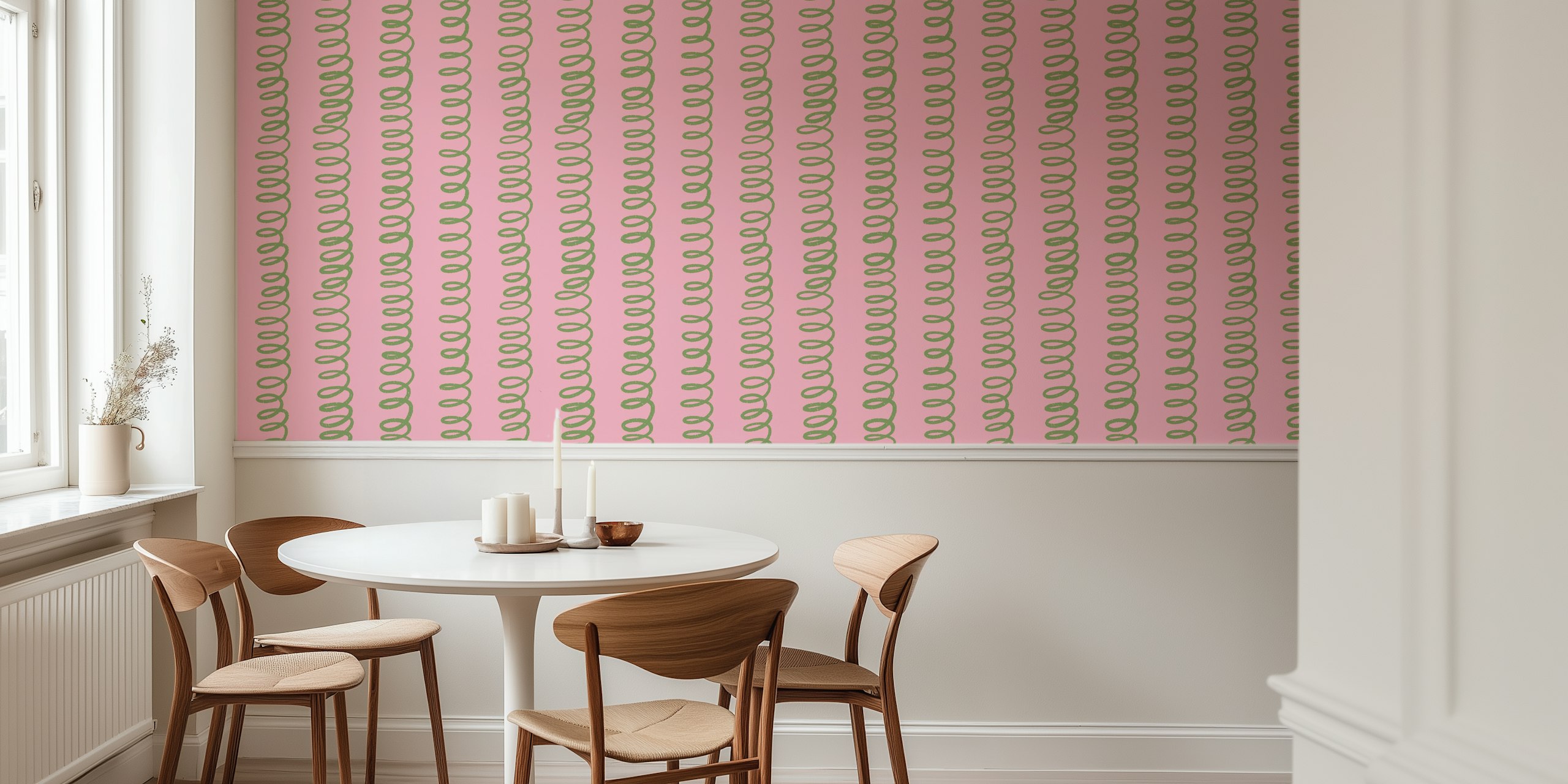Pink and green loops funky wallpaper design