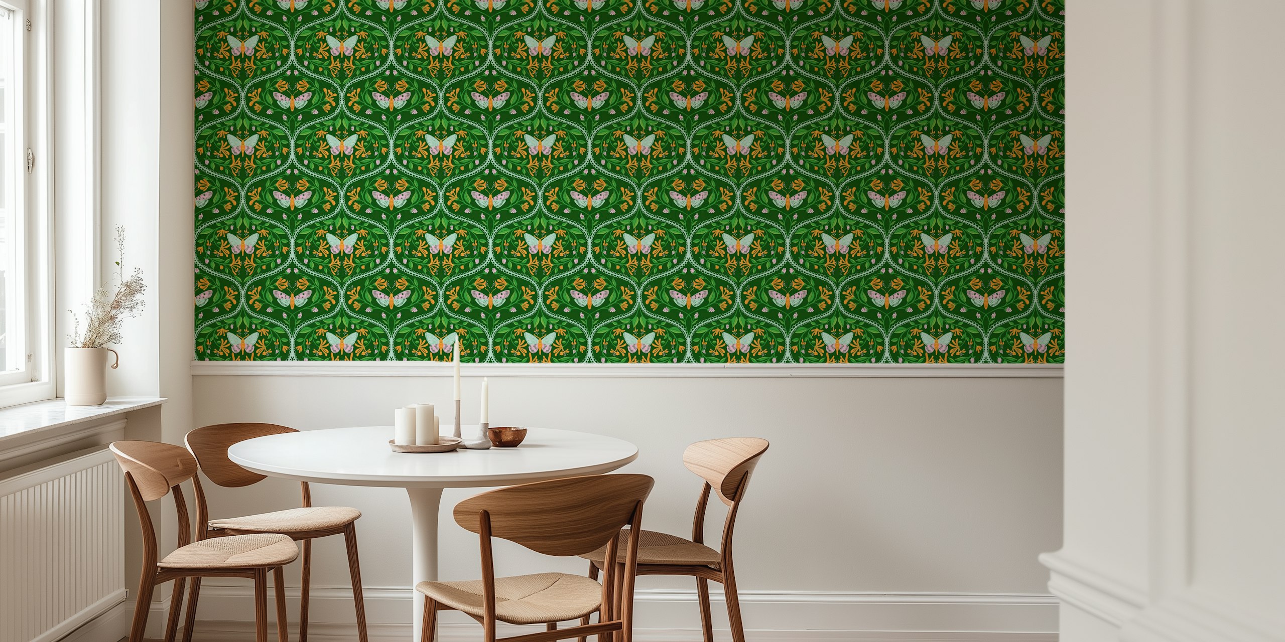 Botanical Moth Bliss wallpaper in a room