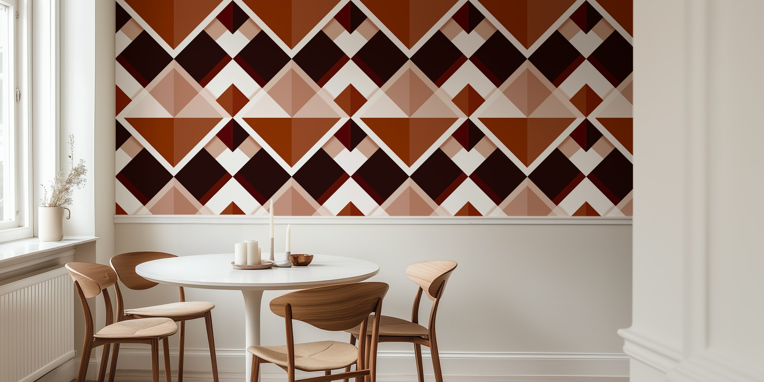 Modern Terracotta Design Tapete in einem Raum