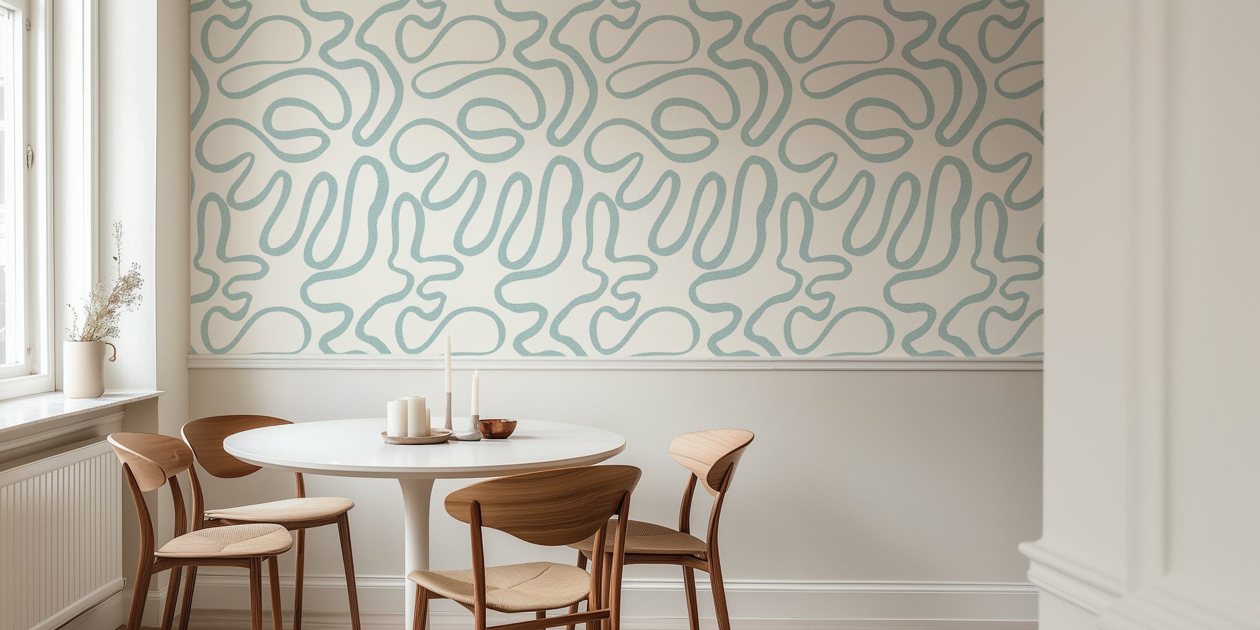 Muted Flow -design tapetti huoneessa