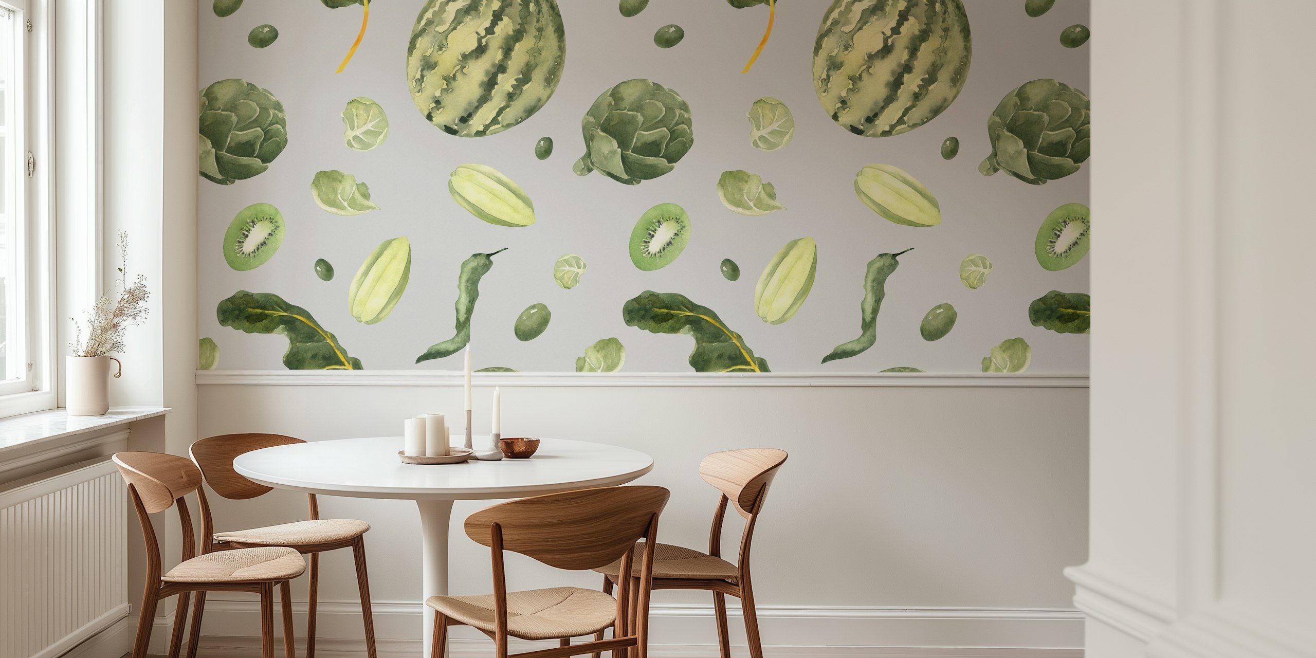 Tapeta Green Harvest Fruit Pattern v pokoji