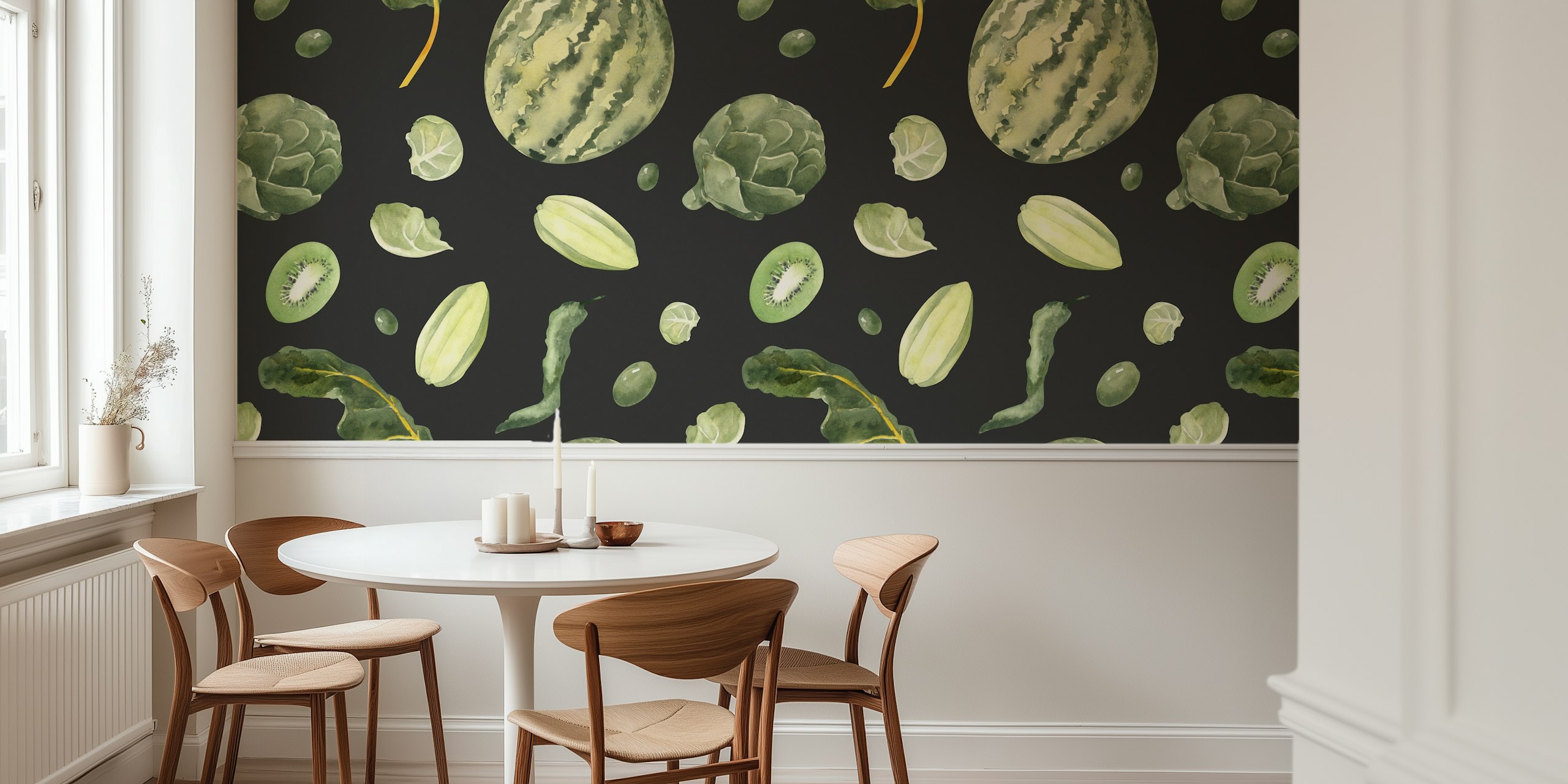 Exotic Green Fruits & Vegetables tapetdesign