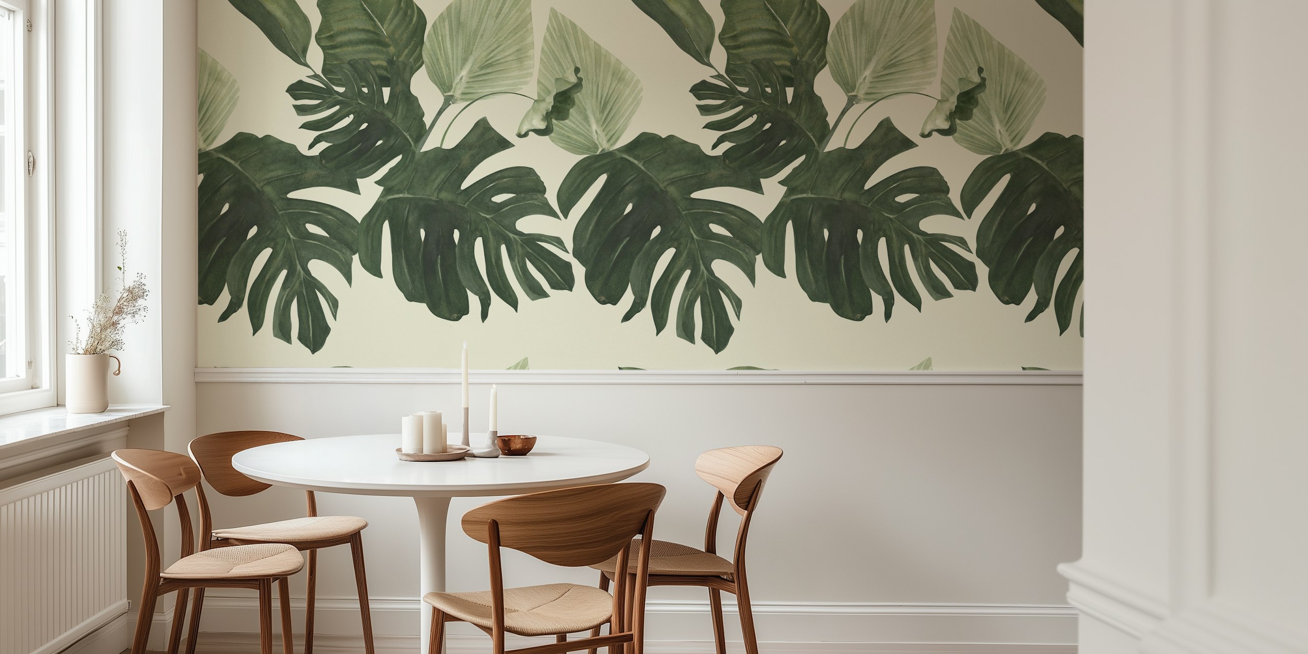 Moody Green Jungle Leaves tapeta w pokoju