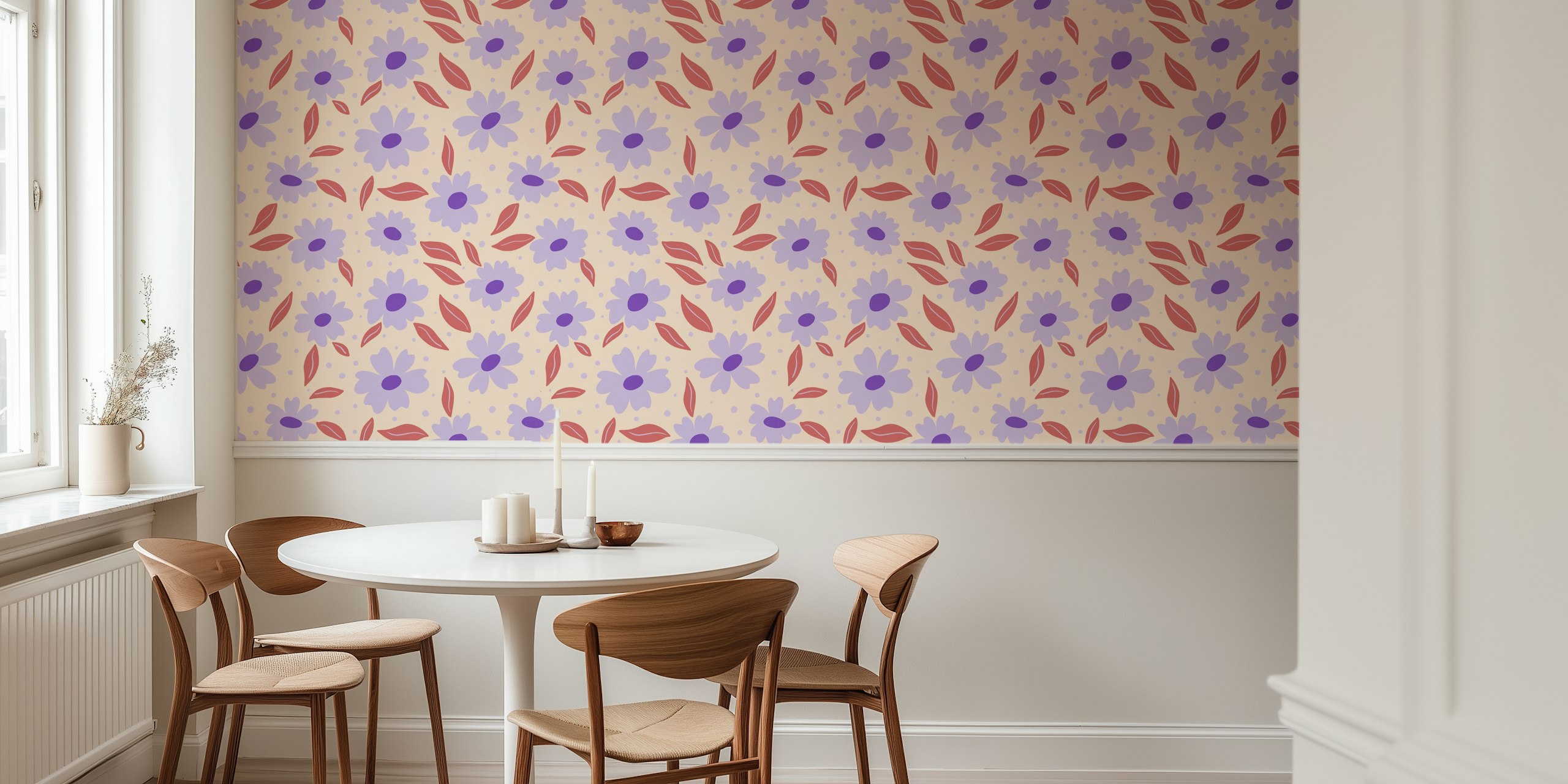 Violet Blossom Delight blomster tapet i et rom