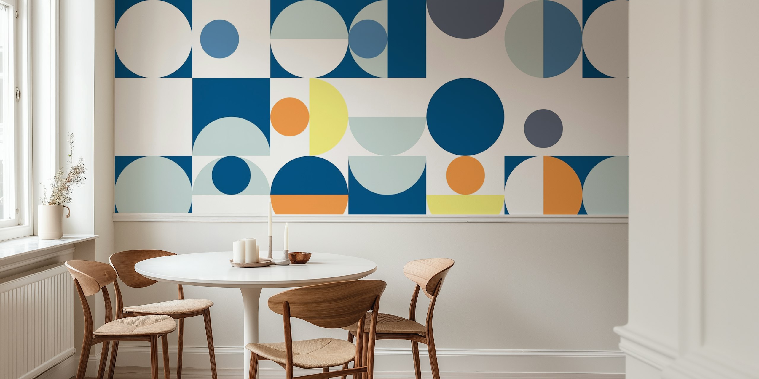 Bauhaus Mid-Century Retro Circle Medley wallpaper design