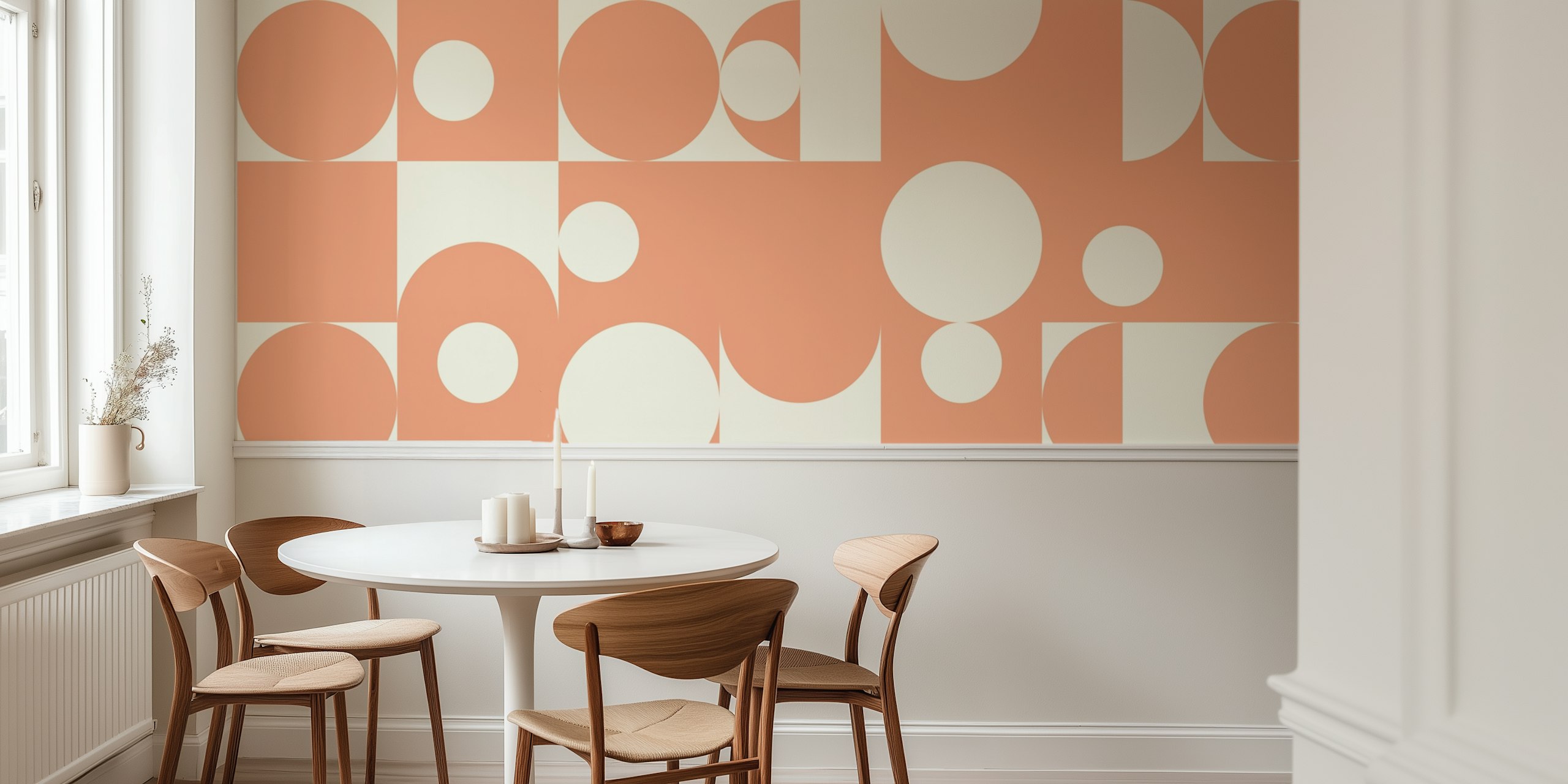 Bauhaus Peachy Circle Dance tapet i et rum