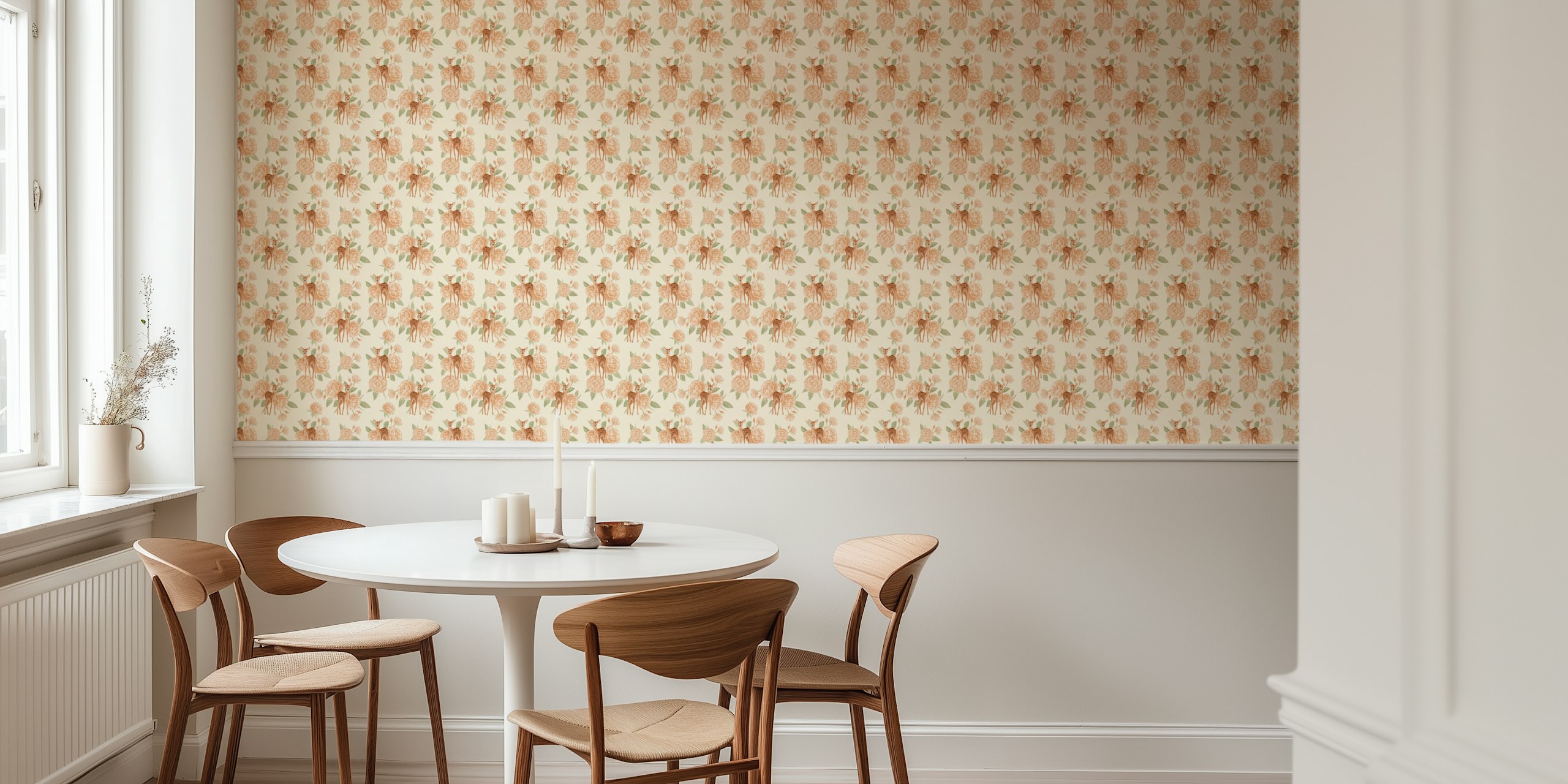 Sweet Deer and Petals Tapetdesign