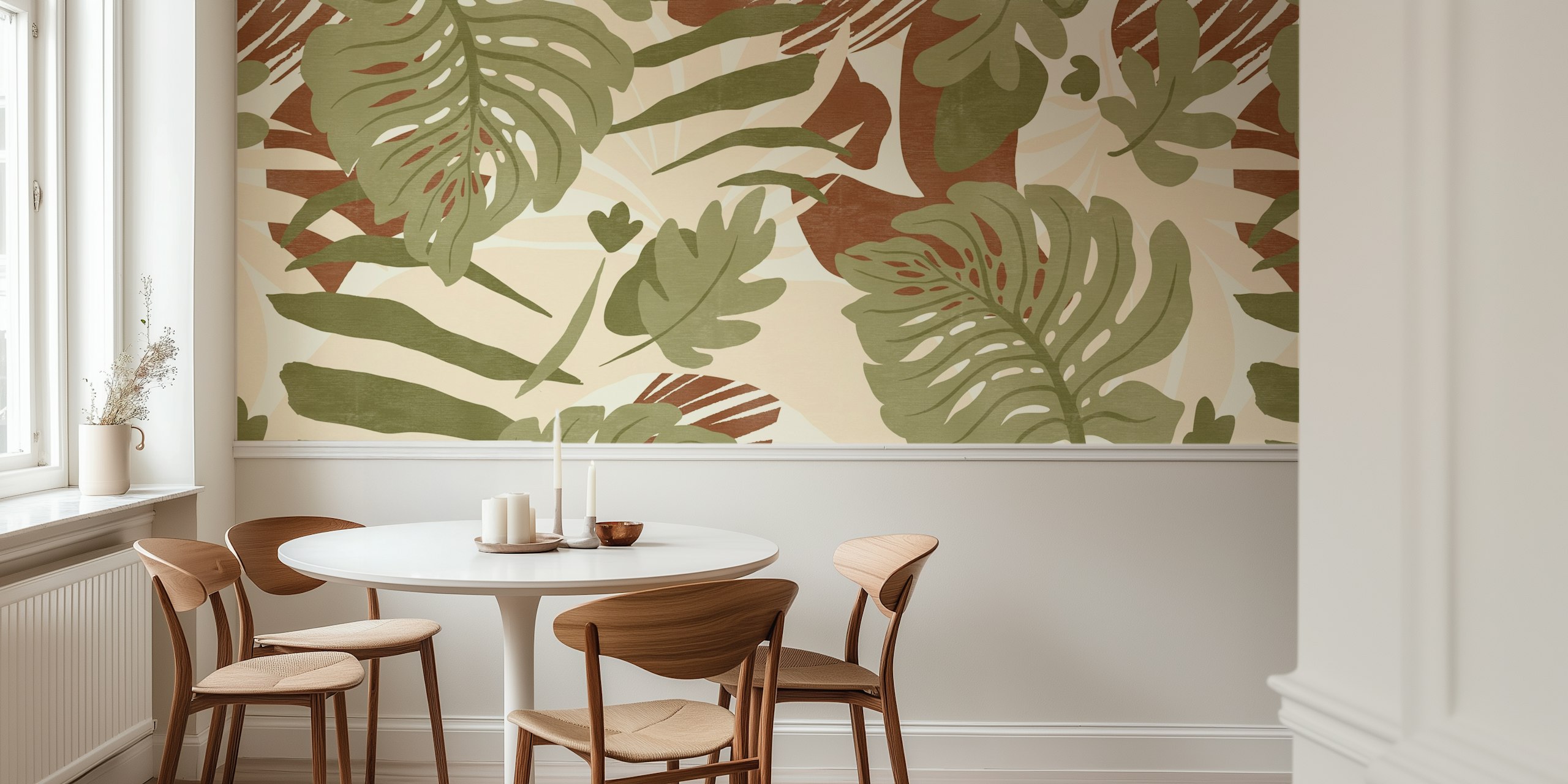 Papel de parede Monstera em um quarto