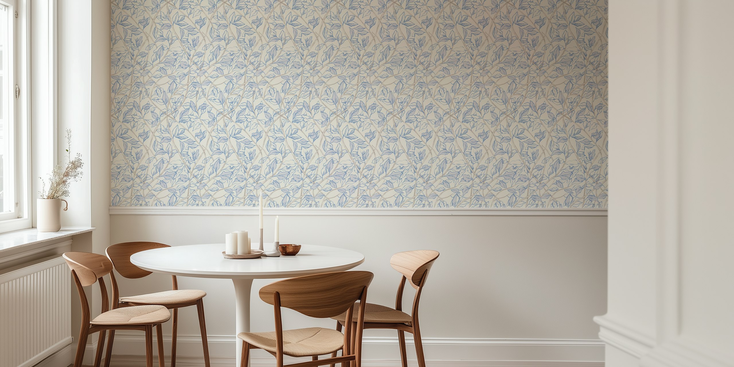 Botanical Floral Branches behang in een kamer