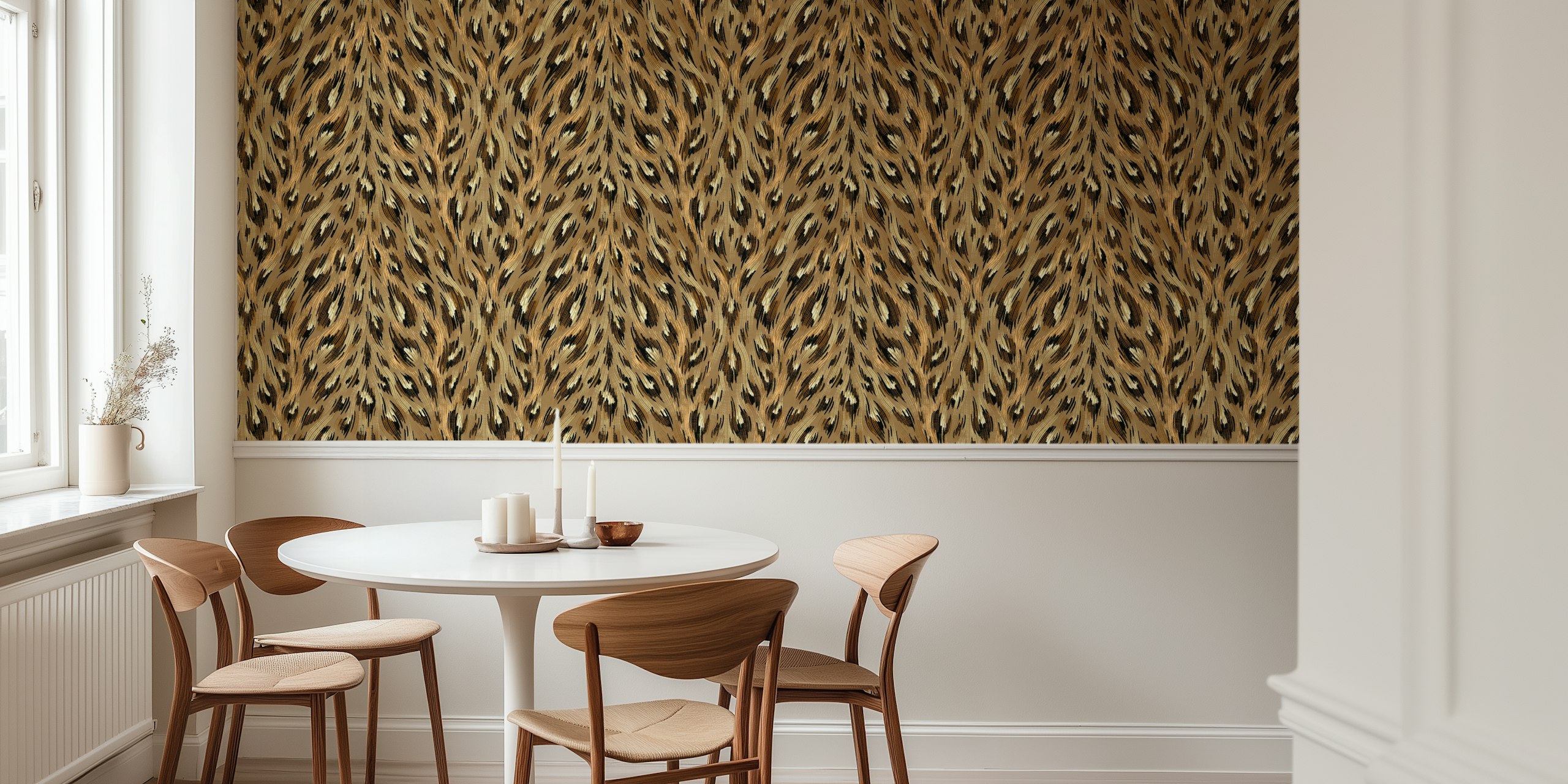 Leopard print pattern in natural brown and tan wallpaper