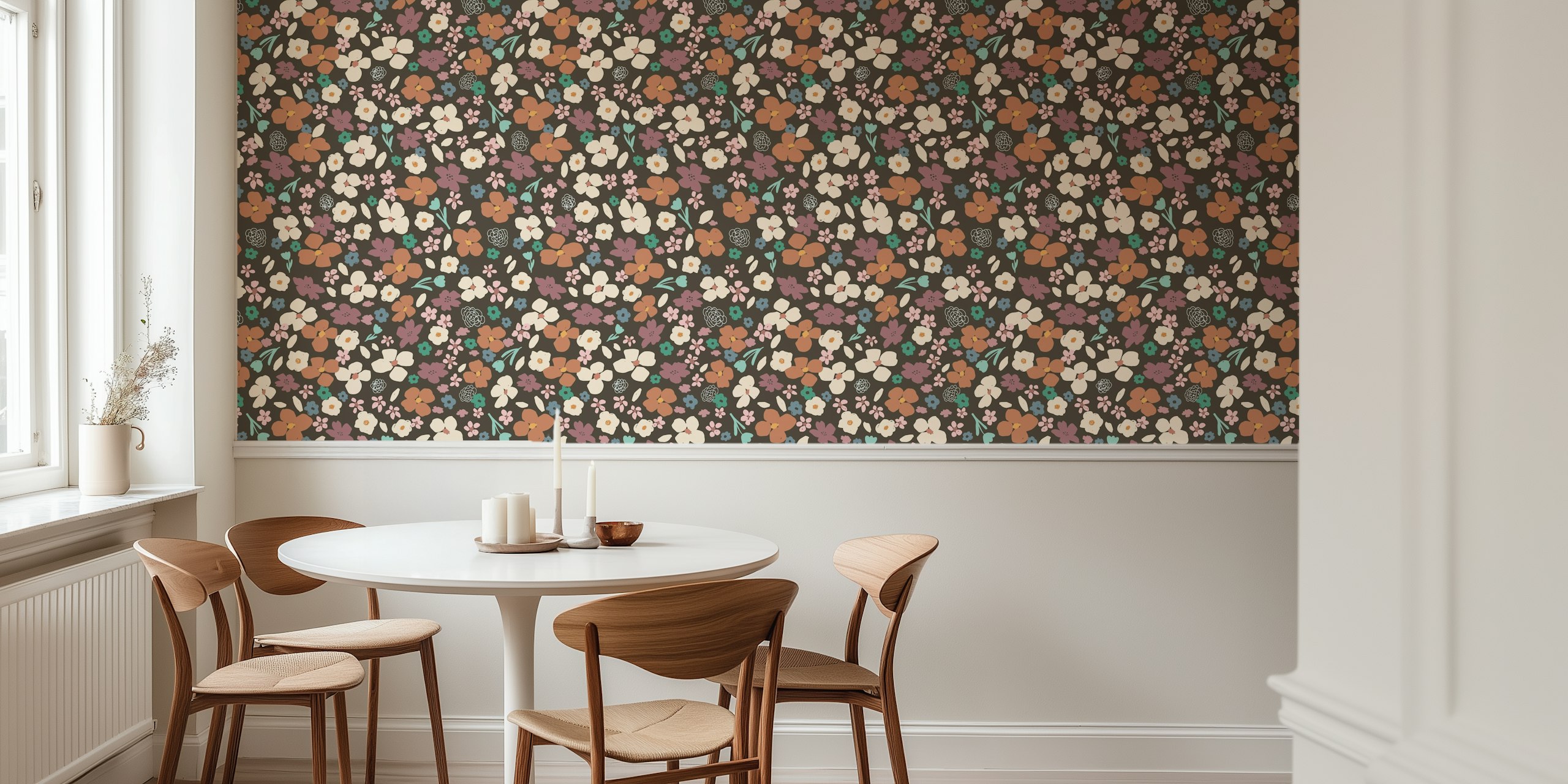 Modern floral wallpaper design in a room