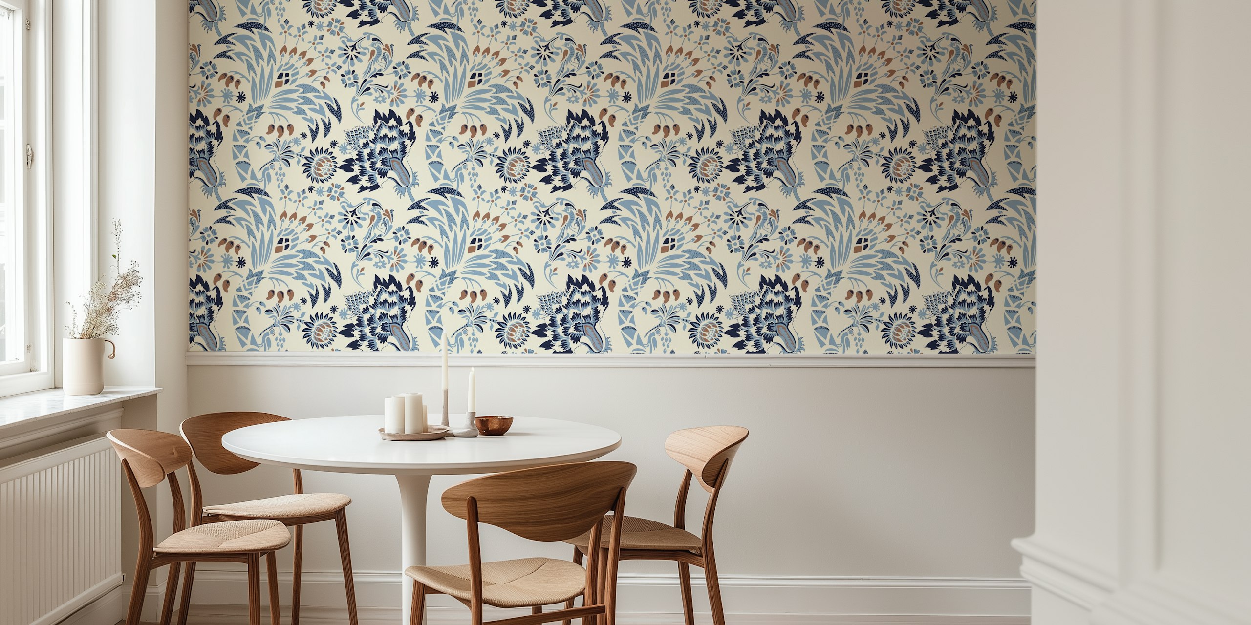 Garden Reverie Mocha Mousse blue tapetdesign