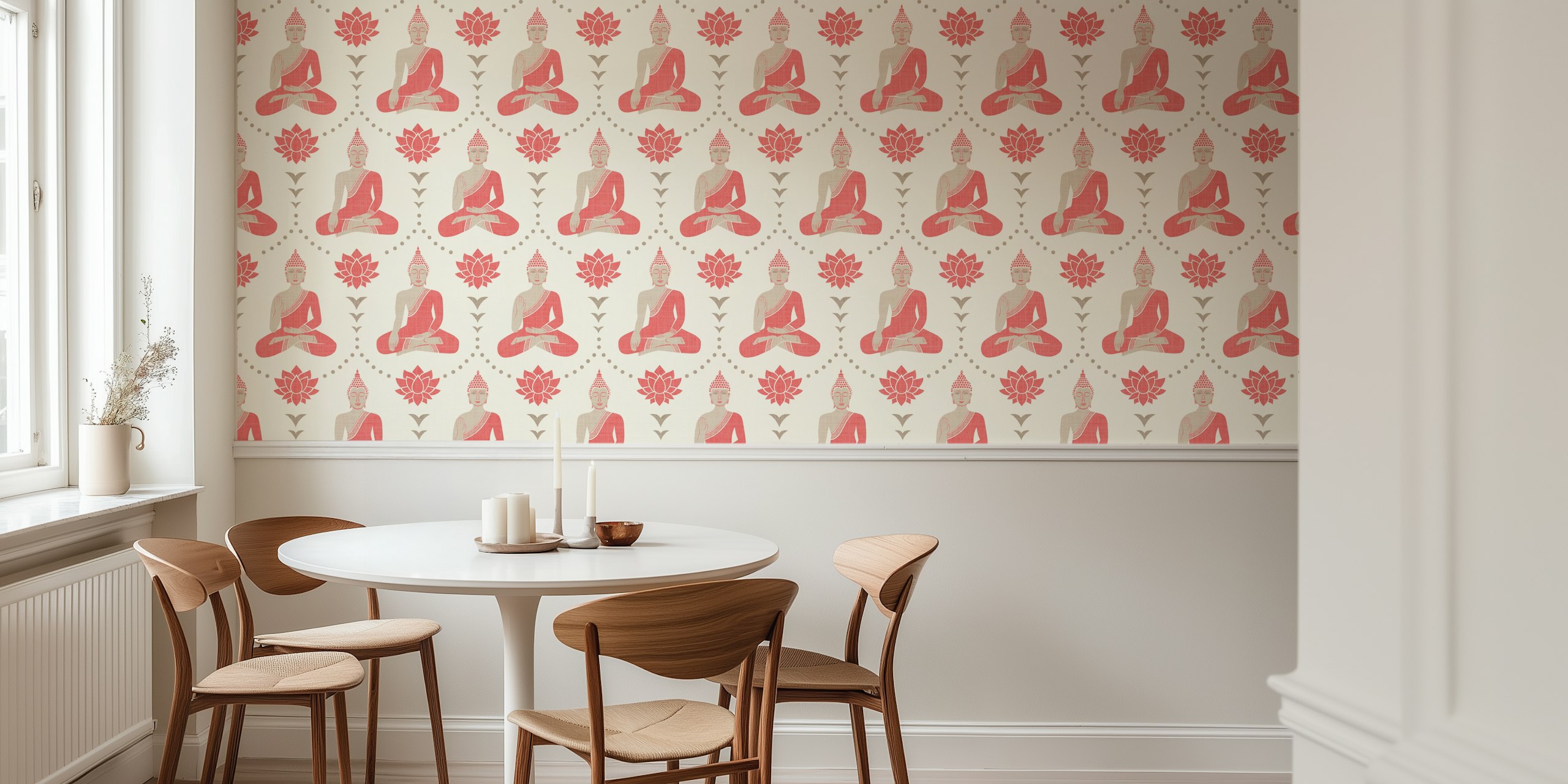 Meditating Buddha and lotus wallpaper design