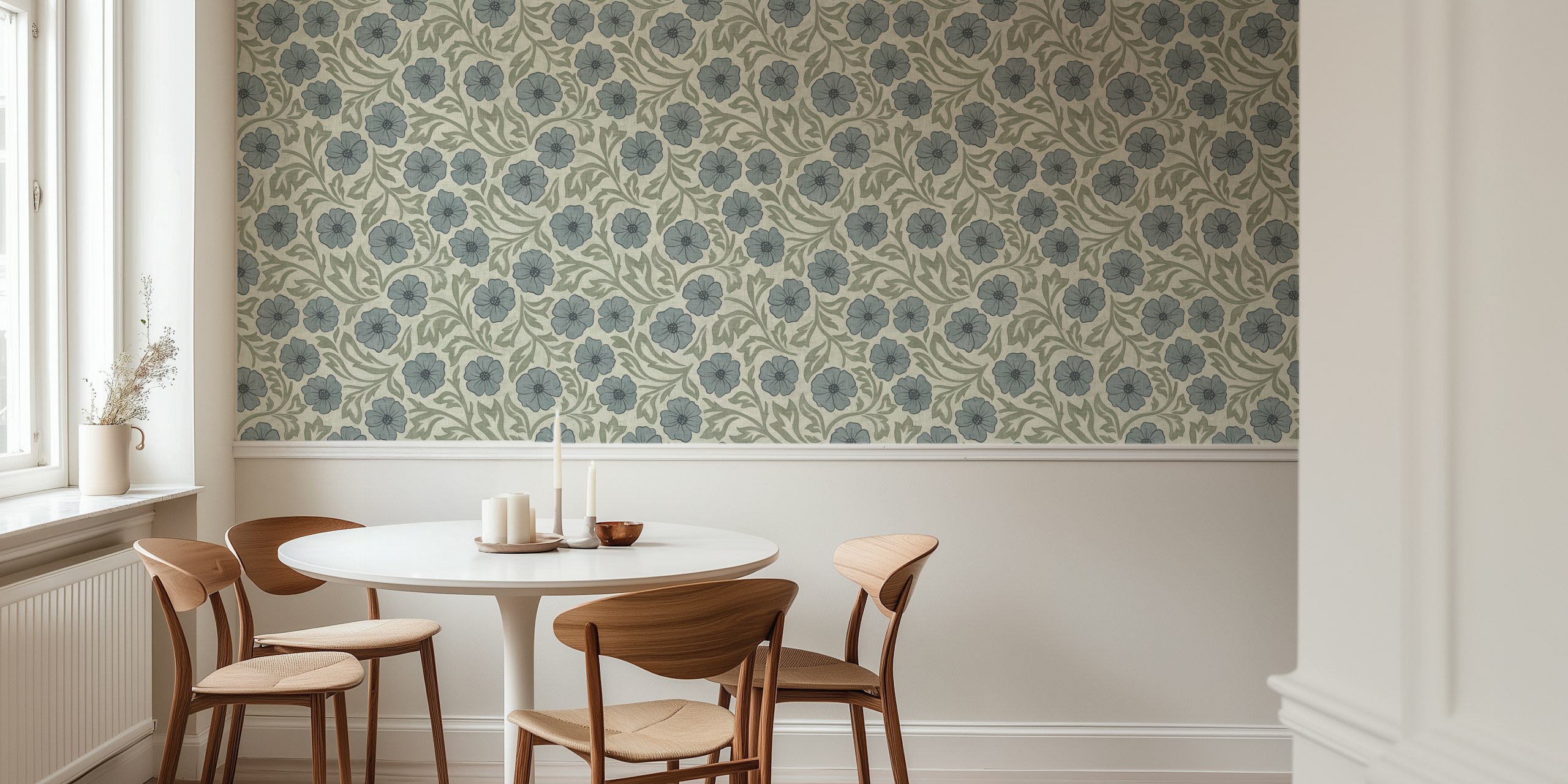 Papier peint Linen Texture Florals dans une pièce